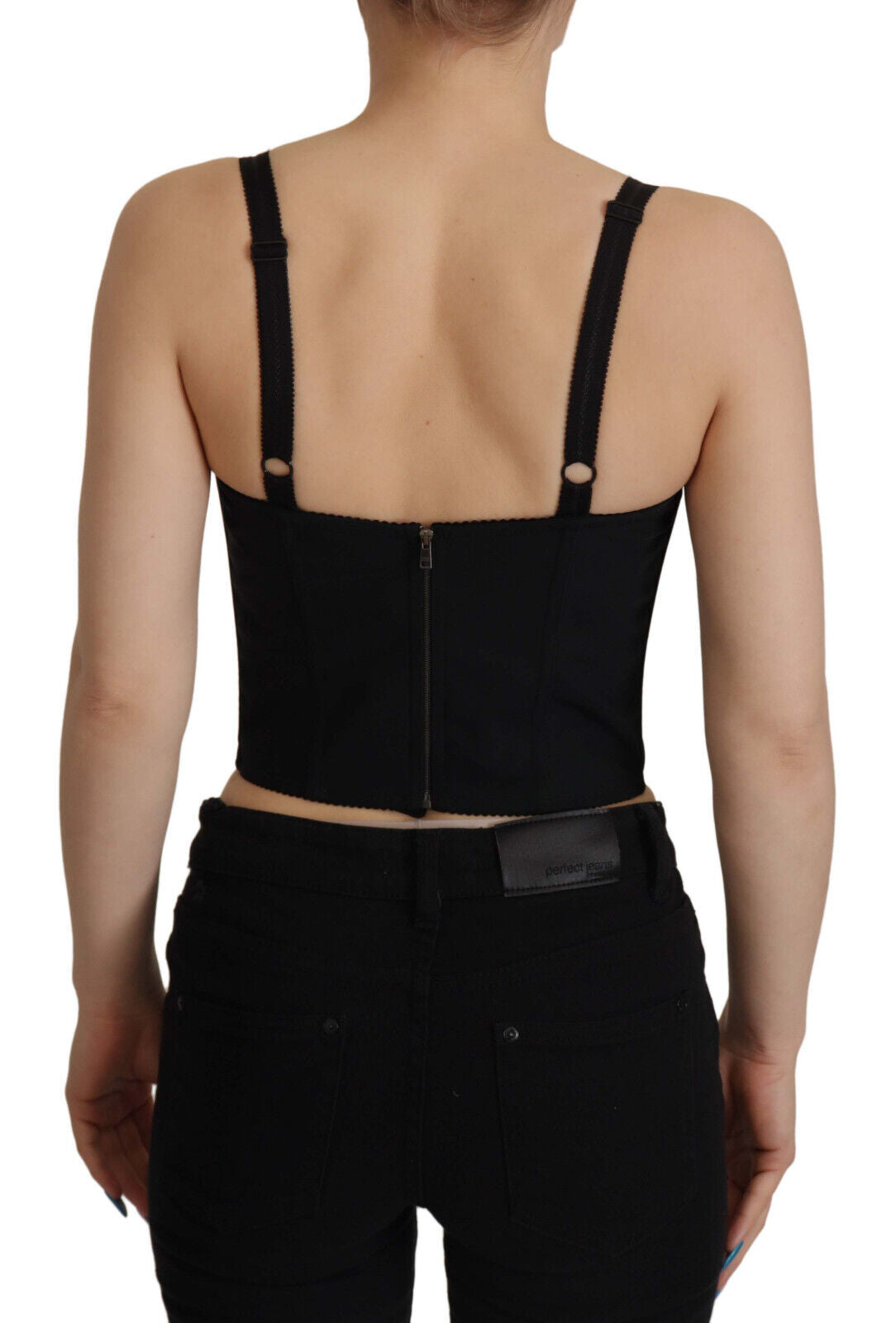 Dolce & Gabbana Black Patchwork Sicily Blouse Corset Cropped Top | Regal Royce