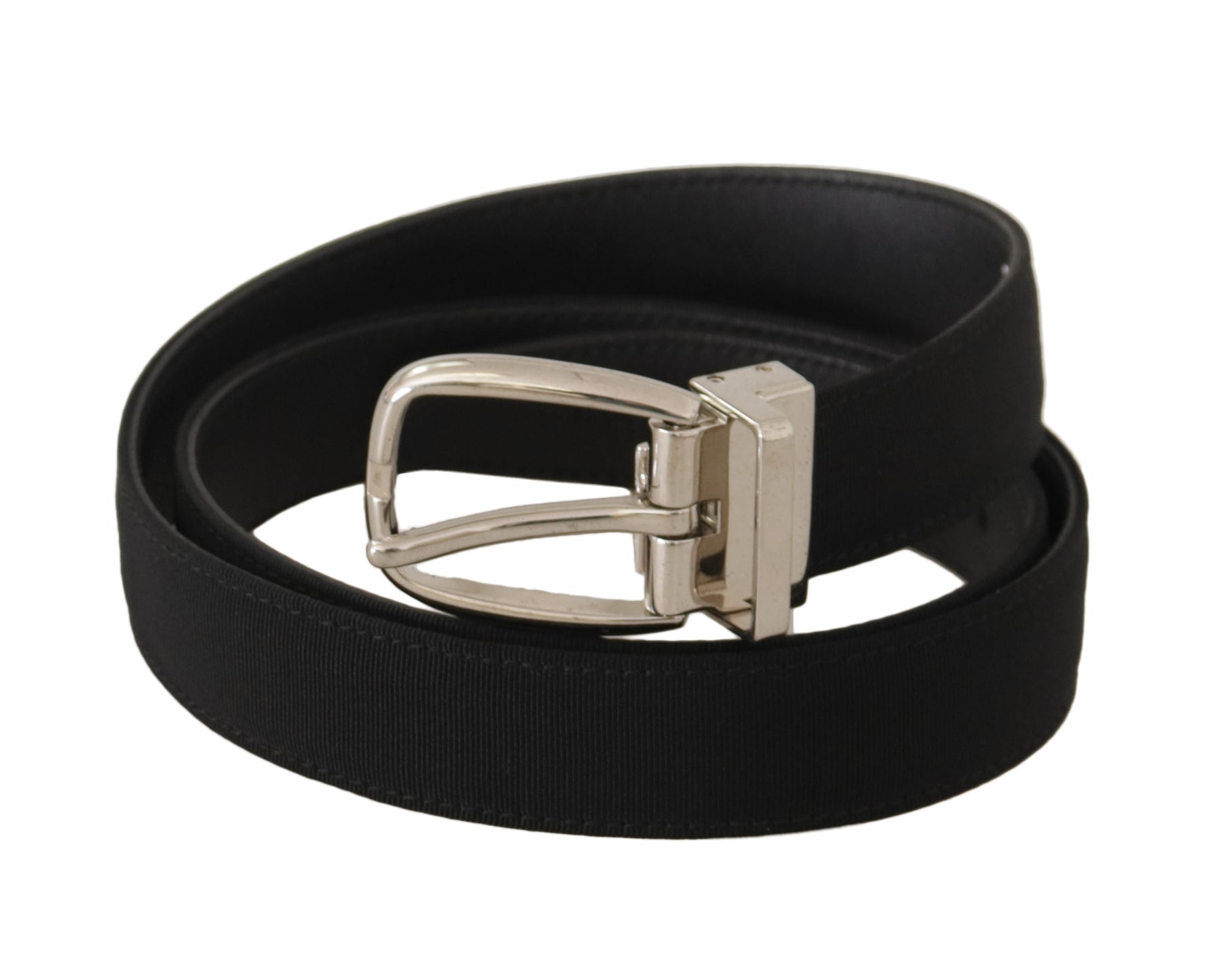 Dolce & Gabbana Belt Black Calf Leather Silver Tone Metal Buckle | Regal Royce