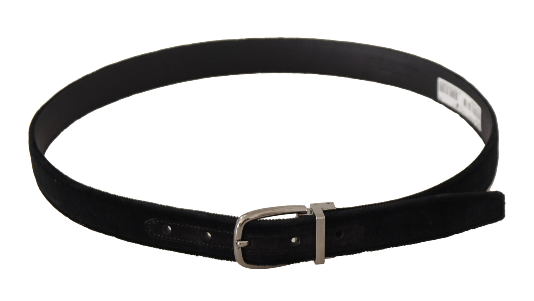Dolce & Gabbana Black Classic Velvet Silver Tone Metal Buckle Belt | Regal Royce