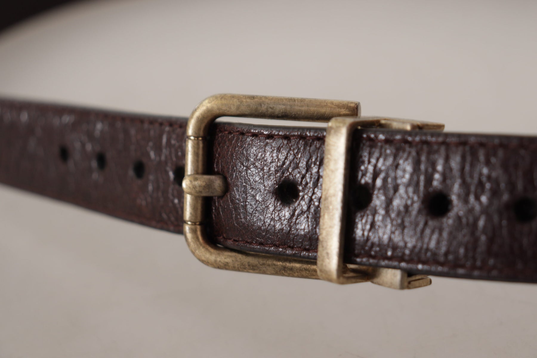 Dolce & Gabbana Brown Calf Leather Vintage Logo Metal Buckle Belt | Regal Royce