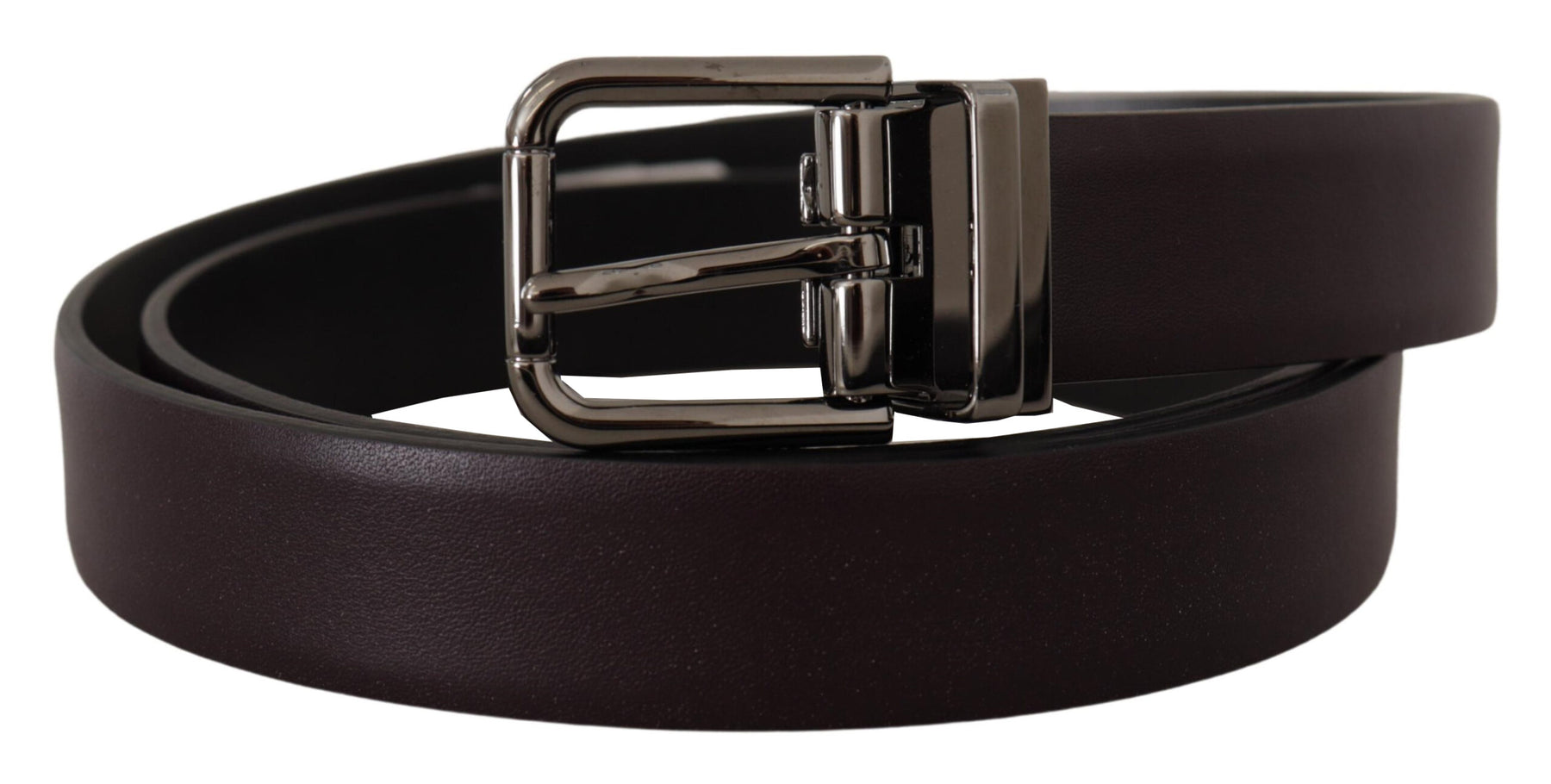 Dolce & Gabbana Dark Purple Leather Box Borchia Metal Buckle Belt | Regal Royce
