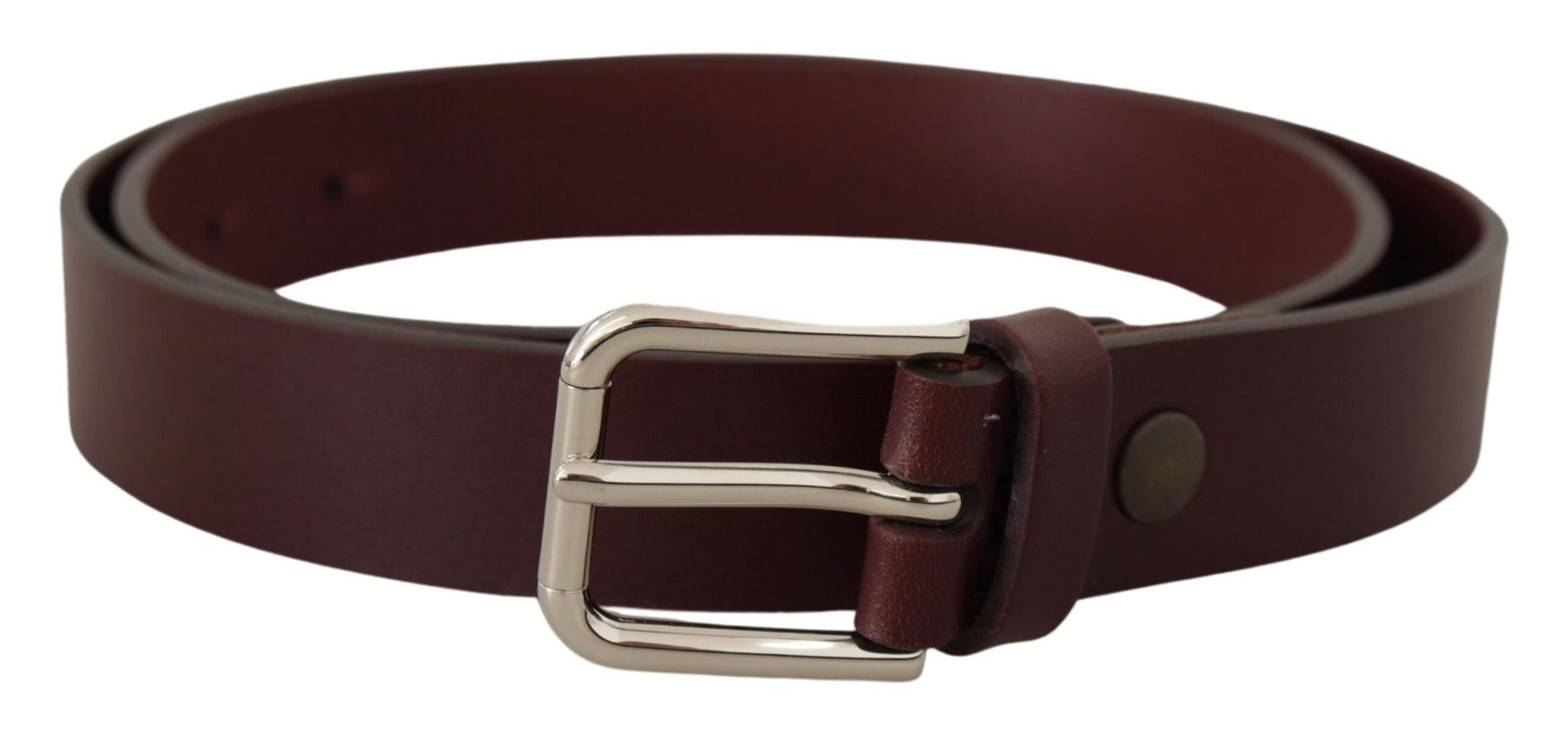 Dolce & Gabbana Maroon Calf Leather Silver Tone Metal Buckle Belt | Regal Royce