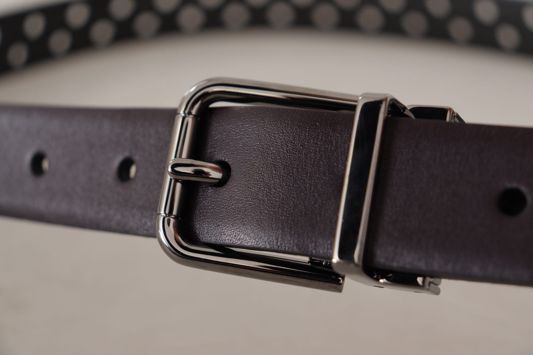 Dolce & Gabbana Dark Purple Perforated Leather Metal Buckle Belt | Regal Royce