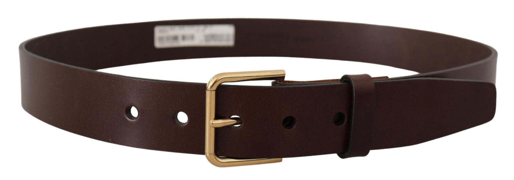 Dolce & Gabbana Brown Polished Leather Gold Tone Metal Buckle Belt | Regal Royce