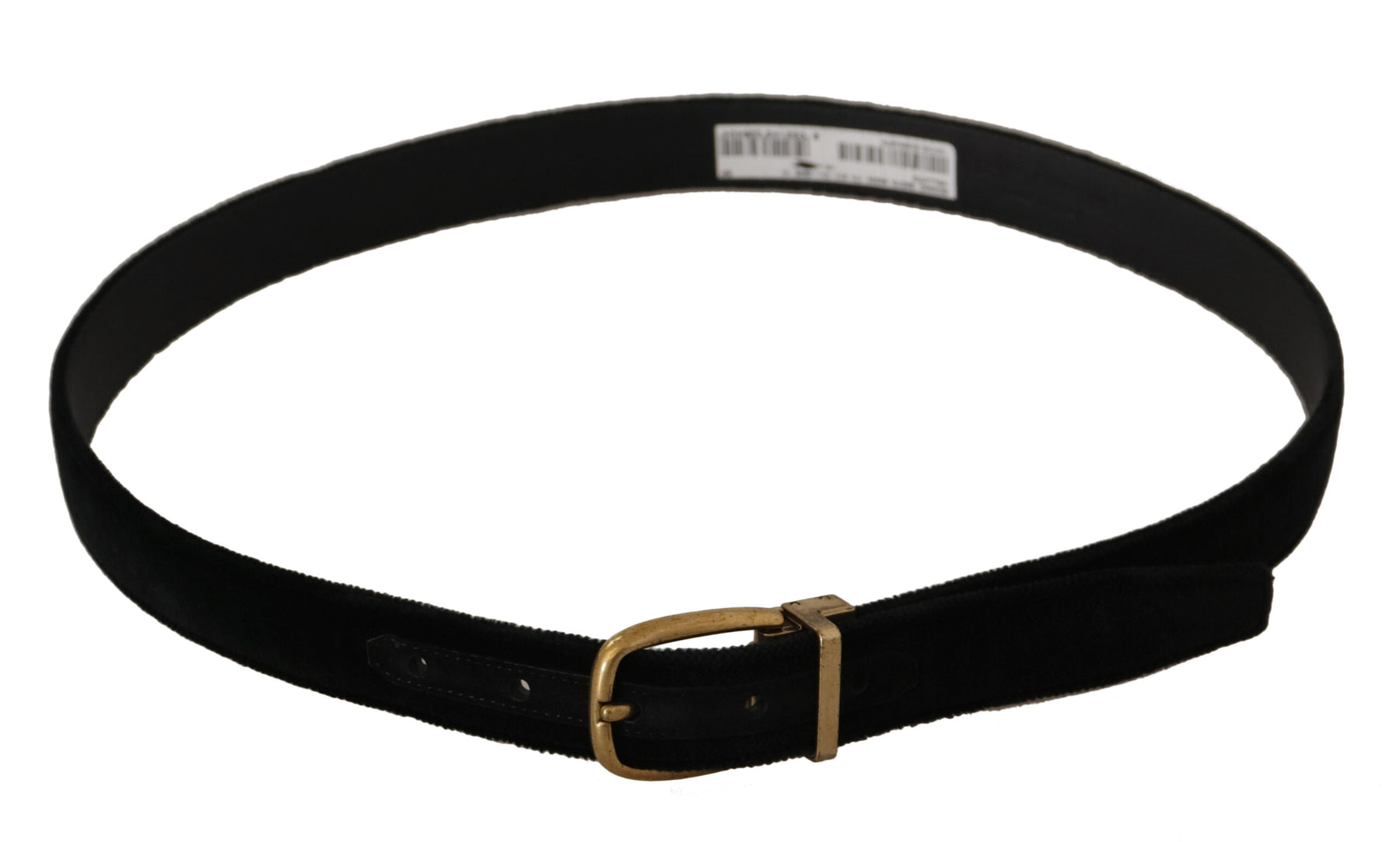 Dolce & Gabbana Black Velvet Leather Gold Tone Metal Buckle Belt | Regal Royce