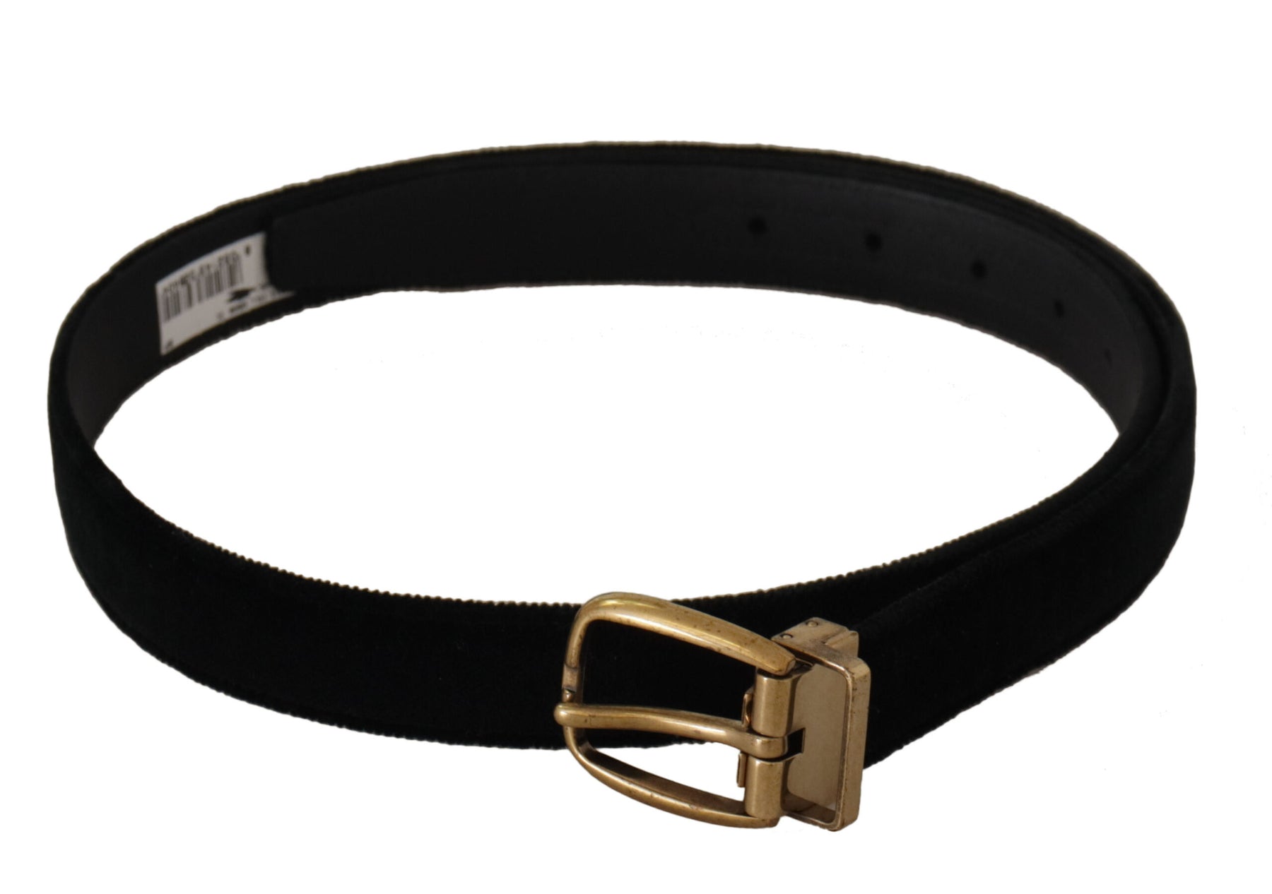 Dolce & Gabbana Black Velvet Leather Gold Tone Metal Buckle Belt | Regal Royce