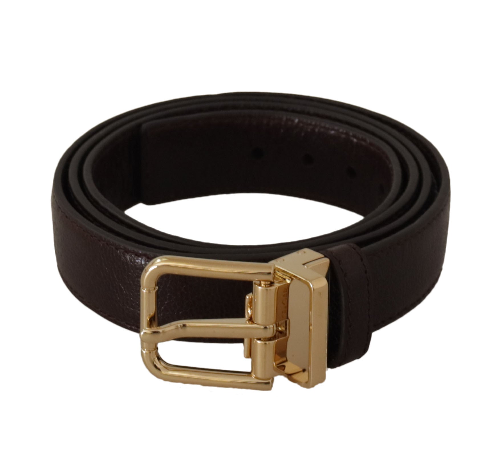 Dolce & Gabbana Brown Leather Gold Metal Buckle Belt | Regal Royce