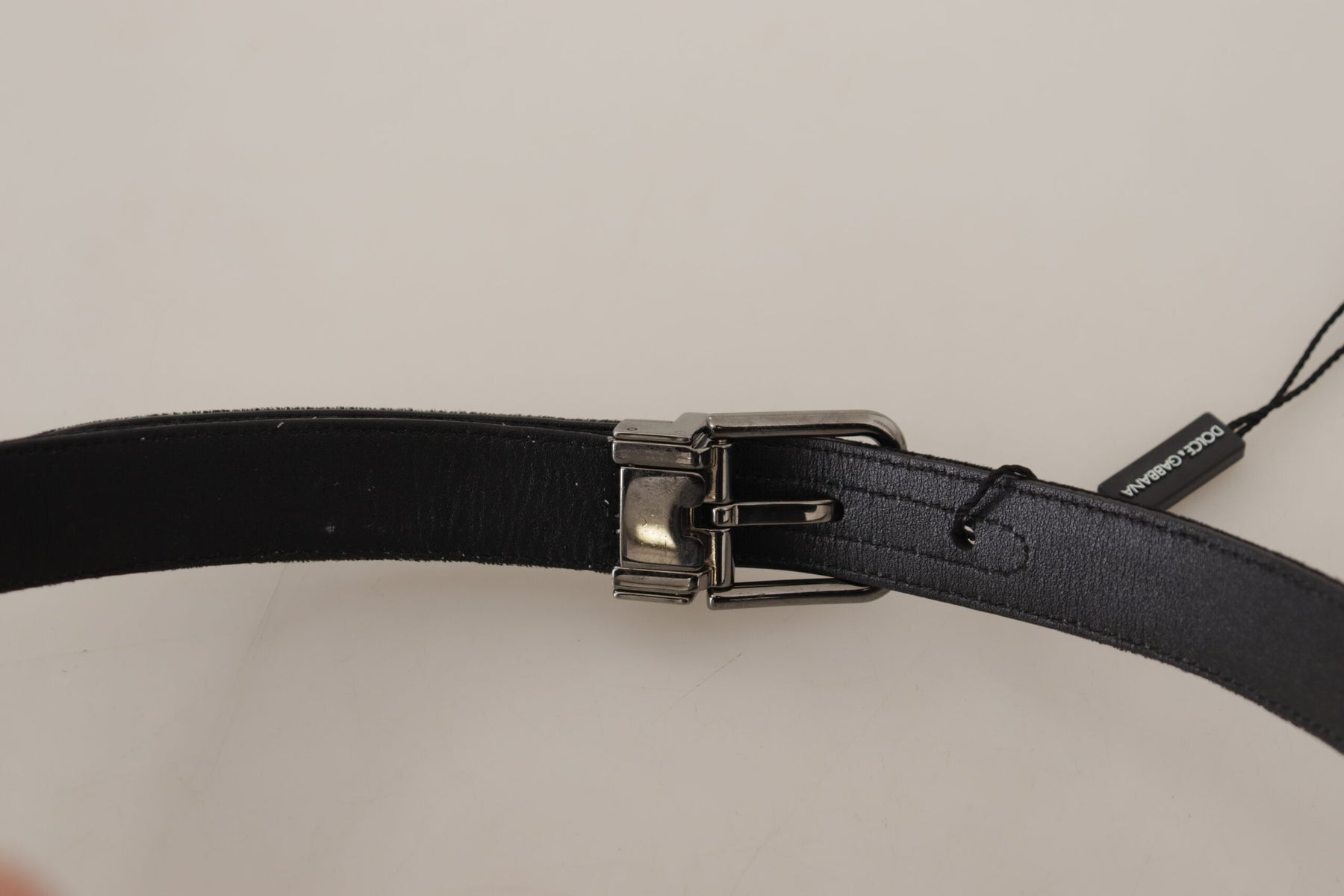 Dolce & Gabbana Black Cotton Silver Tone Metal Buckle Belt | Regal Royce