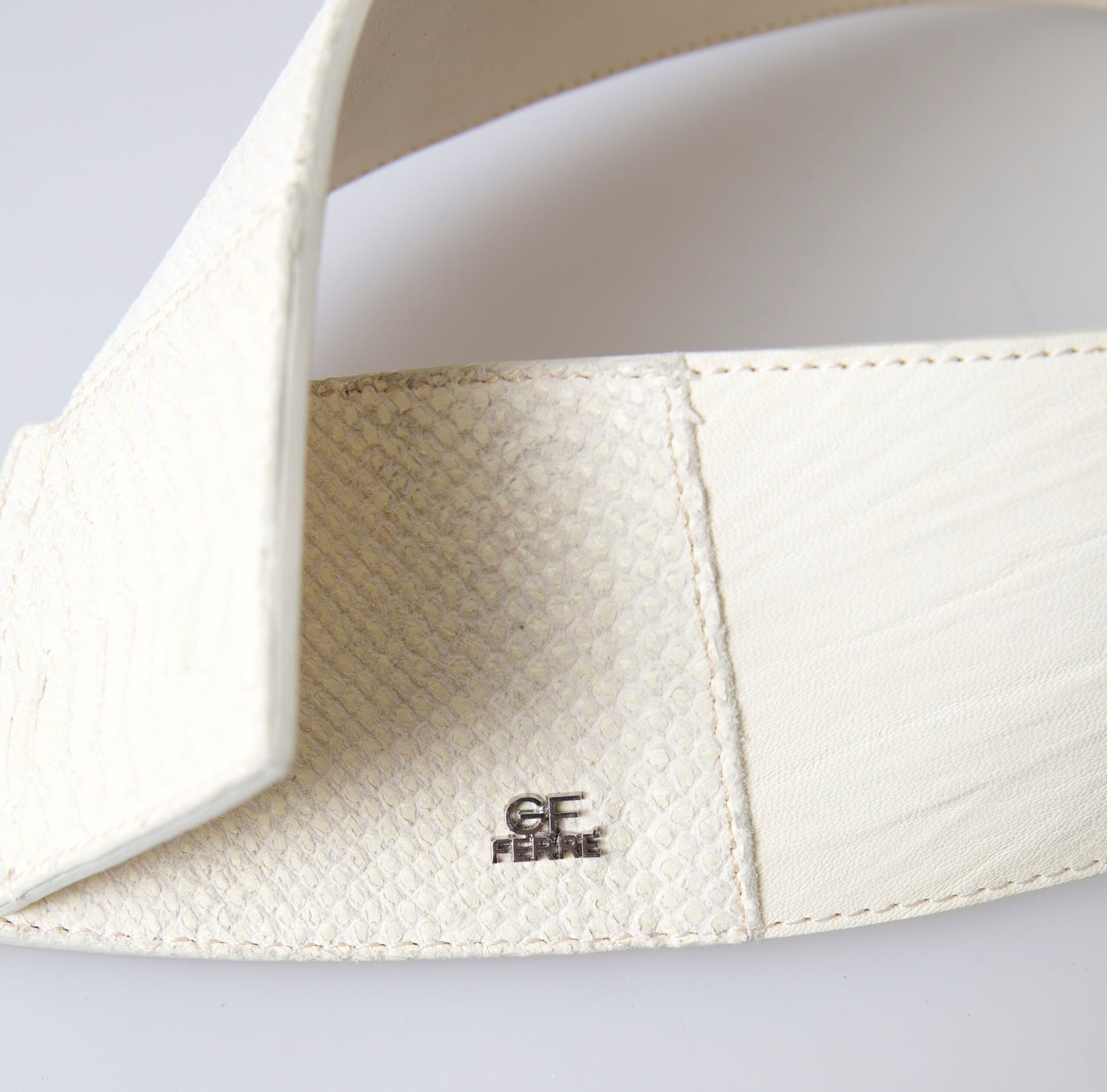 GF Ferre Off White Waxed Cotton Wide Fashion Waistband Belt | Regal Royce