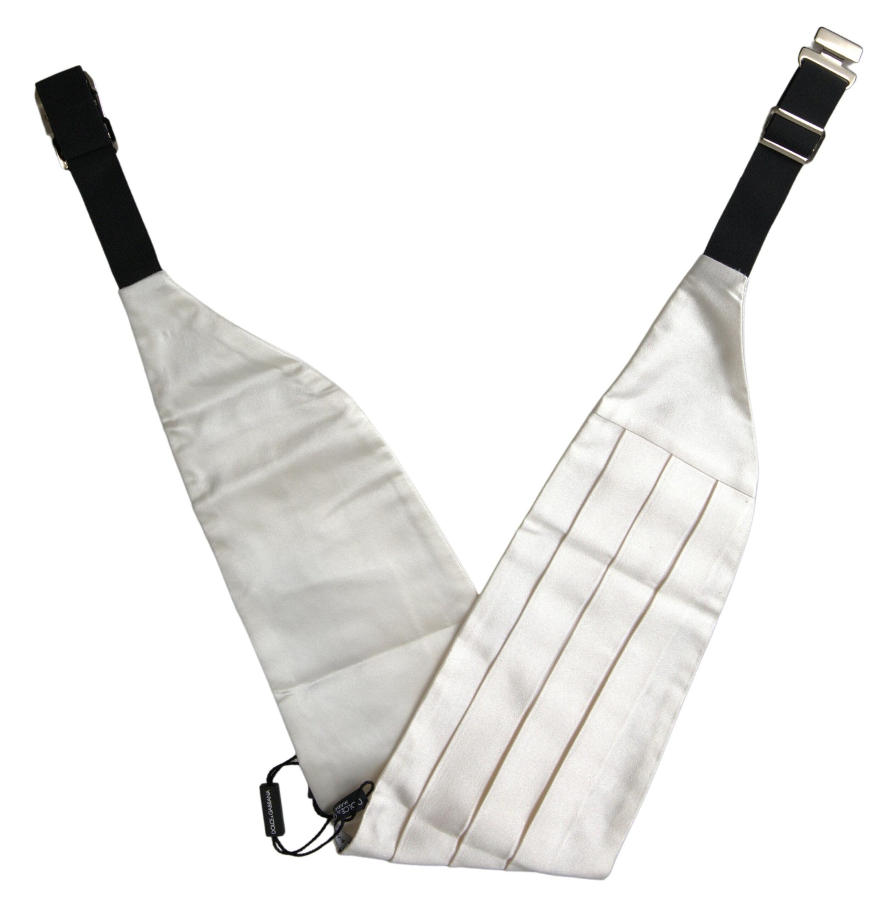 Dolce & Gabbana White Men Wide Waist Silk Belt Cummerbund | Regal Royce