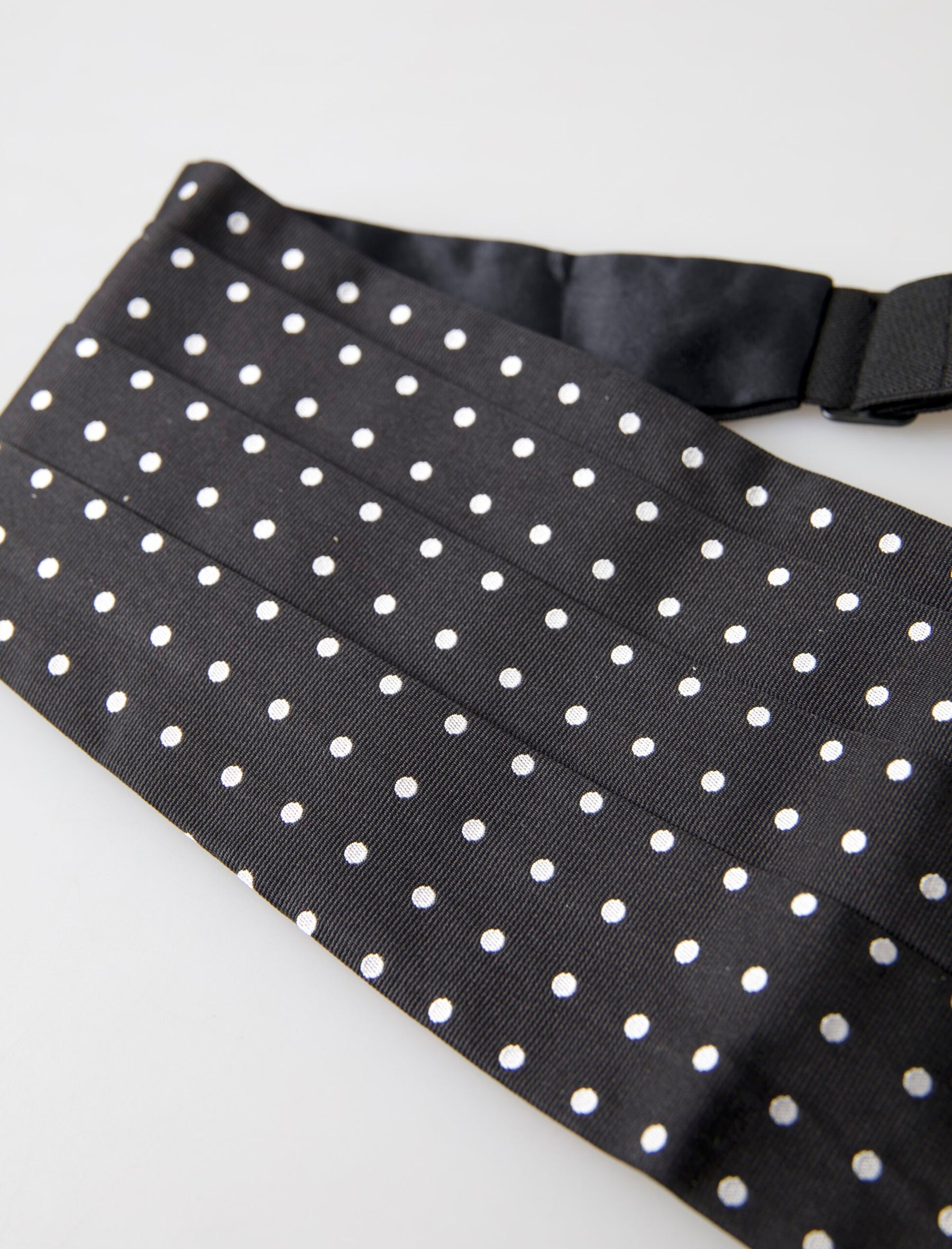 Dolce & Gabbana Black Silk Polka Waist Tuxedo Belt Cummerbund | Regal Royce