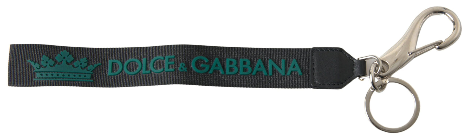 Dolce & Gabbana Black DG Logo Rubber Silver Tone Metal Keychain | Regal Royce
