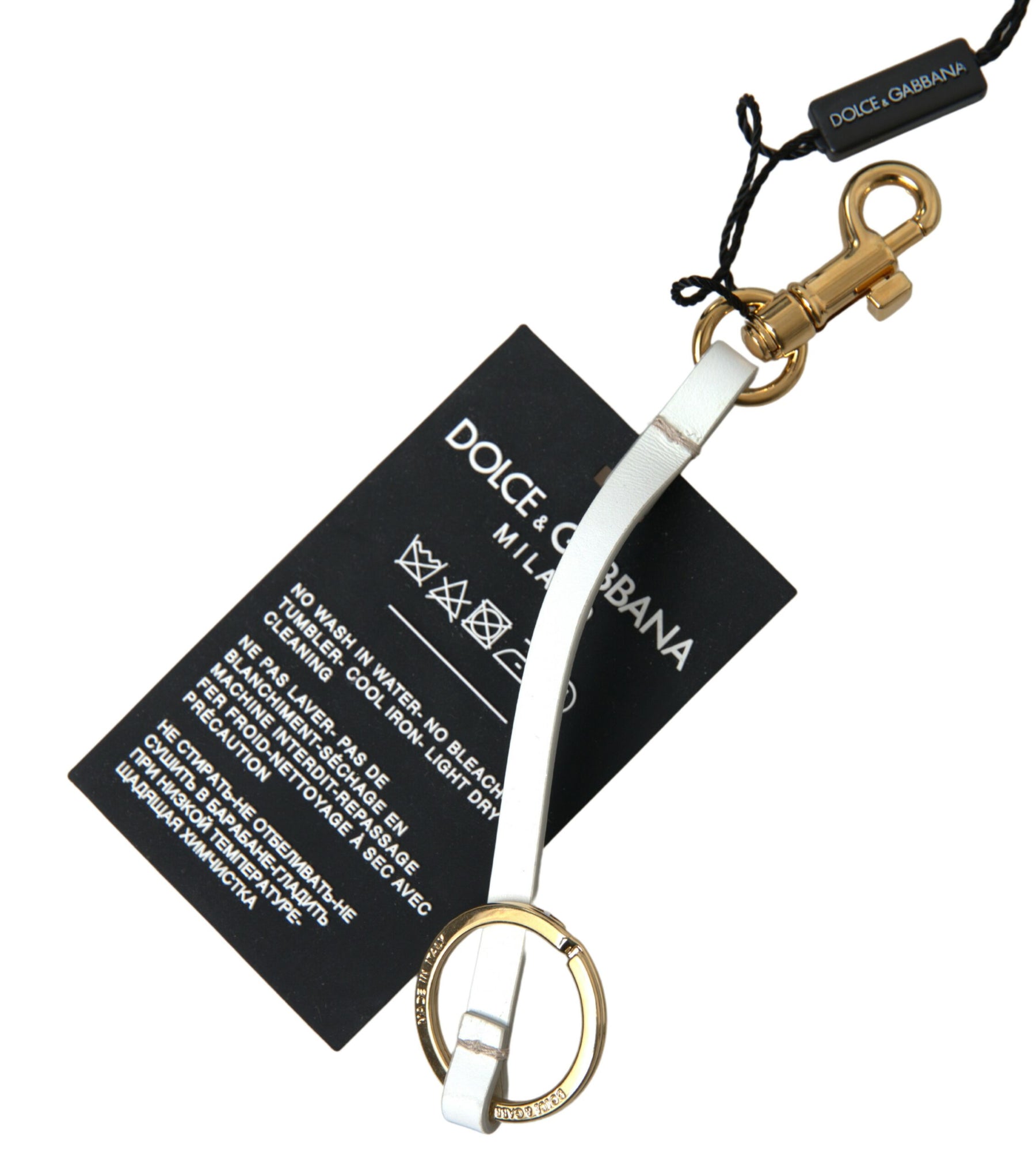 Dolce & Gabbana Black Silicone DG Logo Gold Brass Keychain | Regal Royce