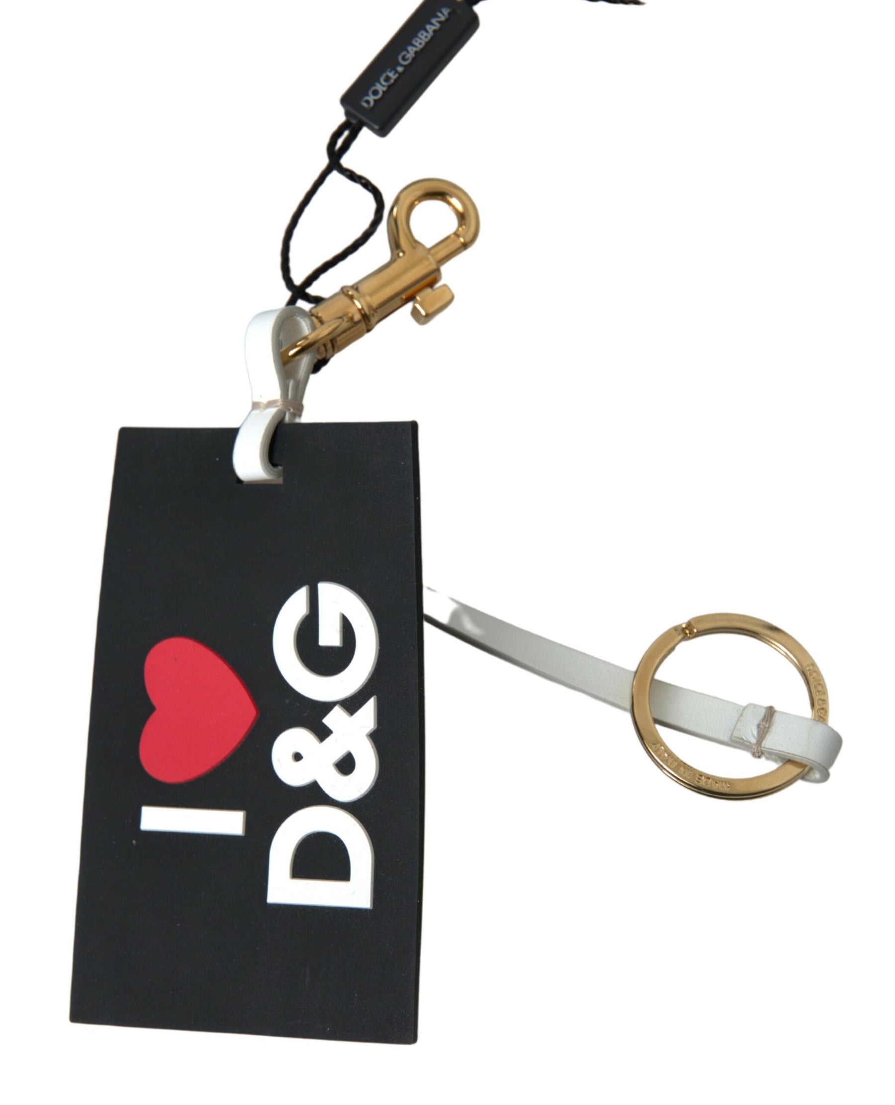 Dolce & Gabbana Black Silicone DG Logo Gold Brass Keychain | Regal Royce