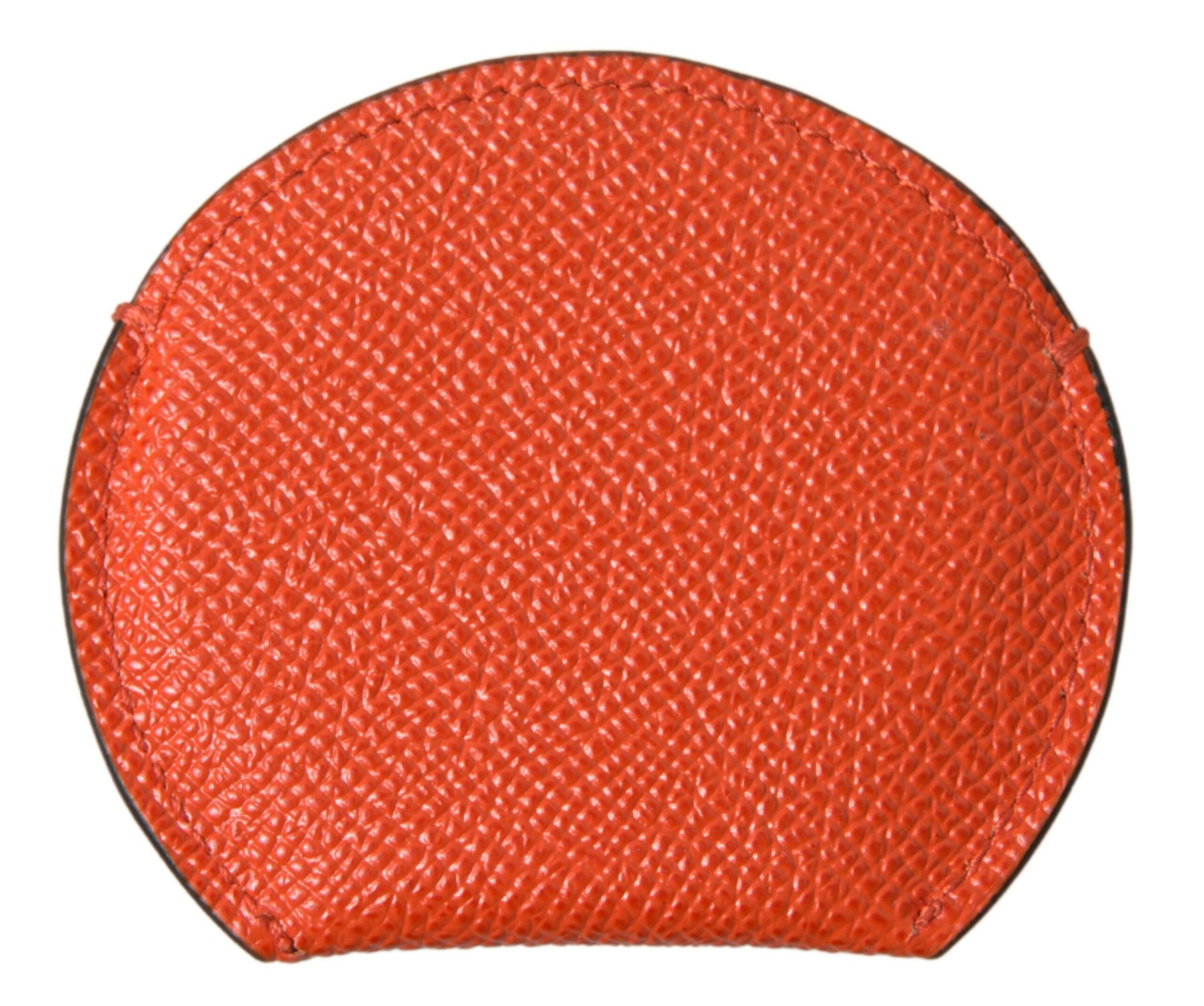 Dolce & Gabbana Orange Calfskin Leather Round Logo Hand Mirror Holder | Regal Royce