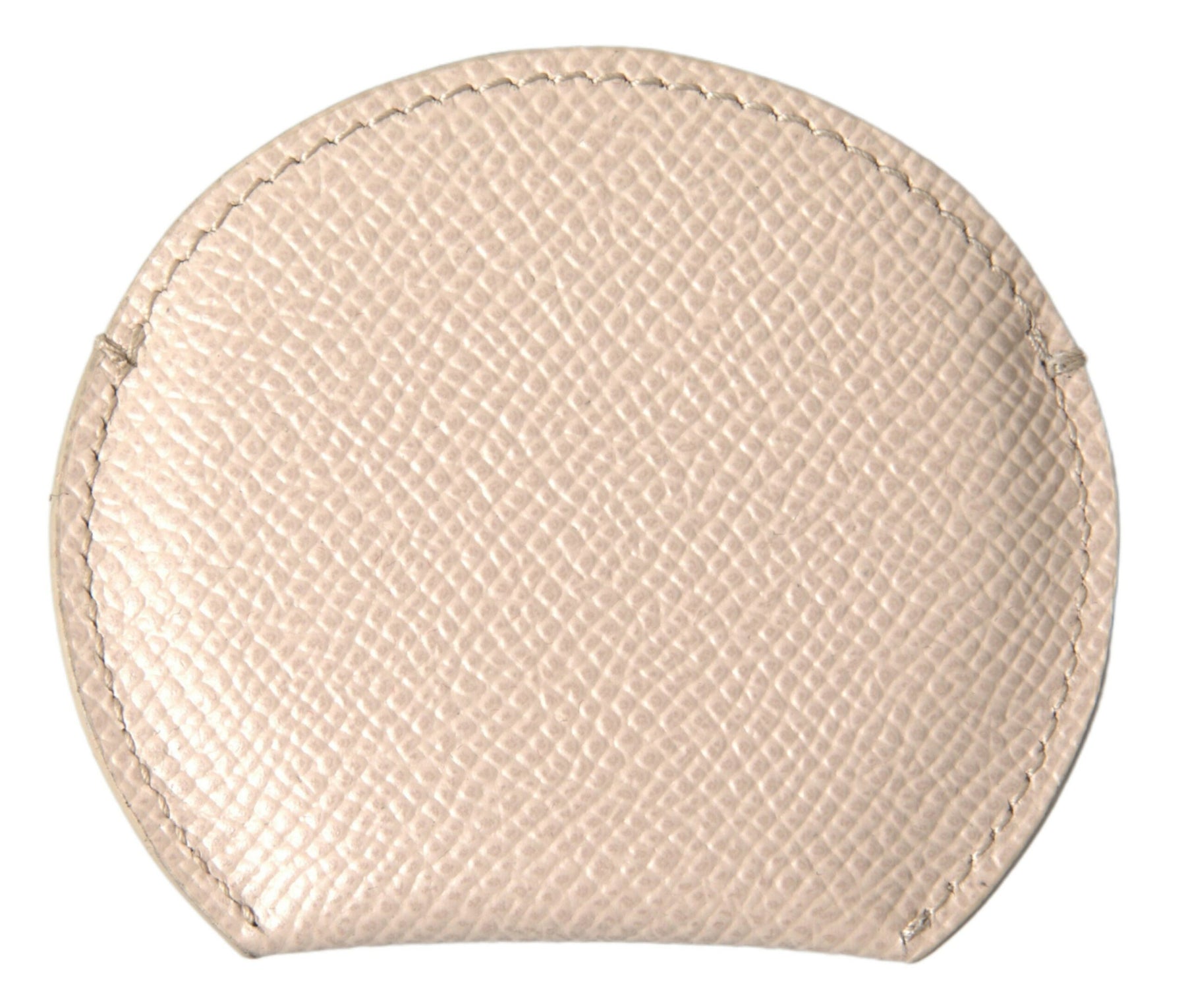 Dolce & Gabbana Beige Calfskin Leather Round Logo Hand Mirror Holder | Regal Royce