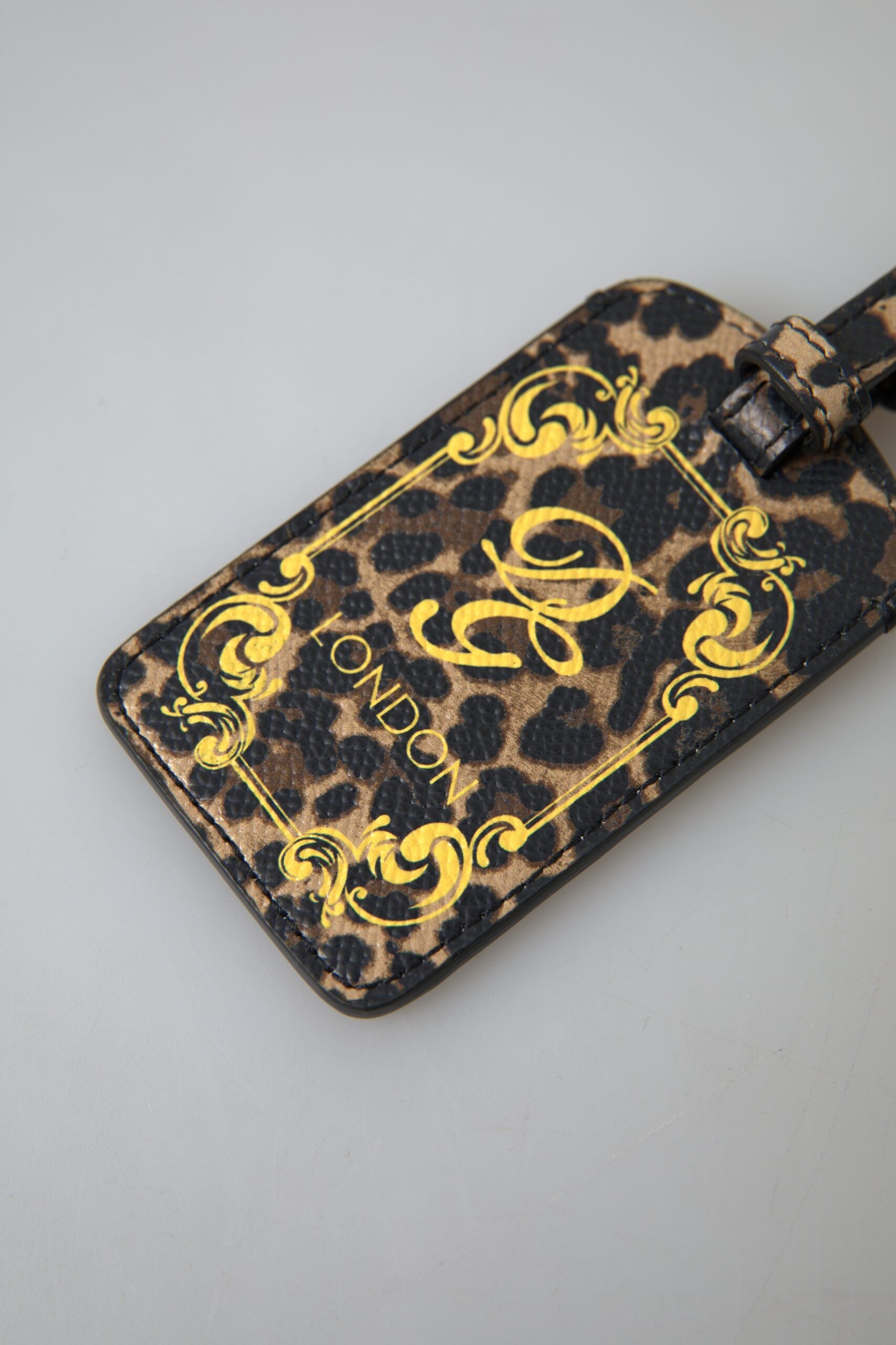 Dolce & Gabbana Multicolor Leopard Dauphine Leather DG Logo Luggage Tag | Regal Royce
