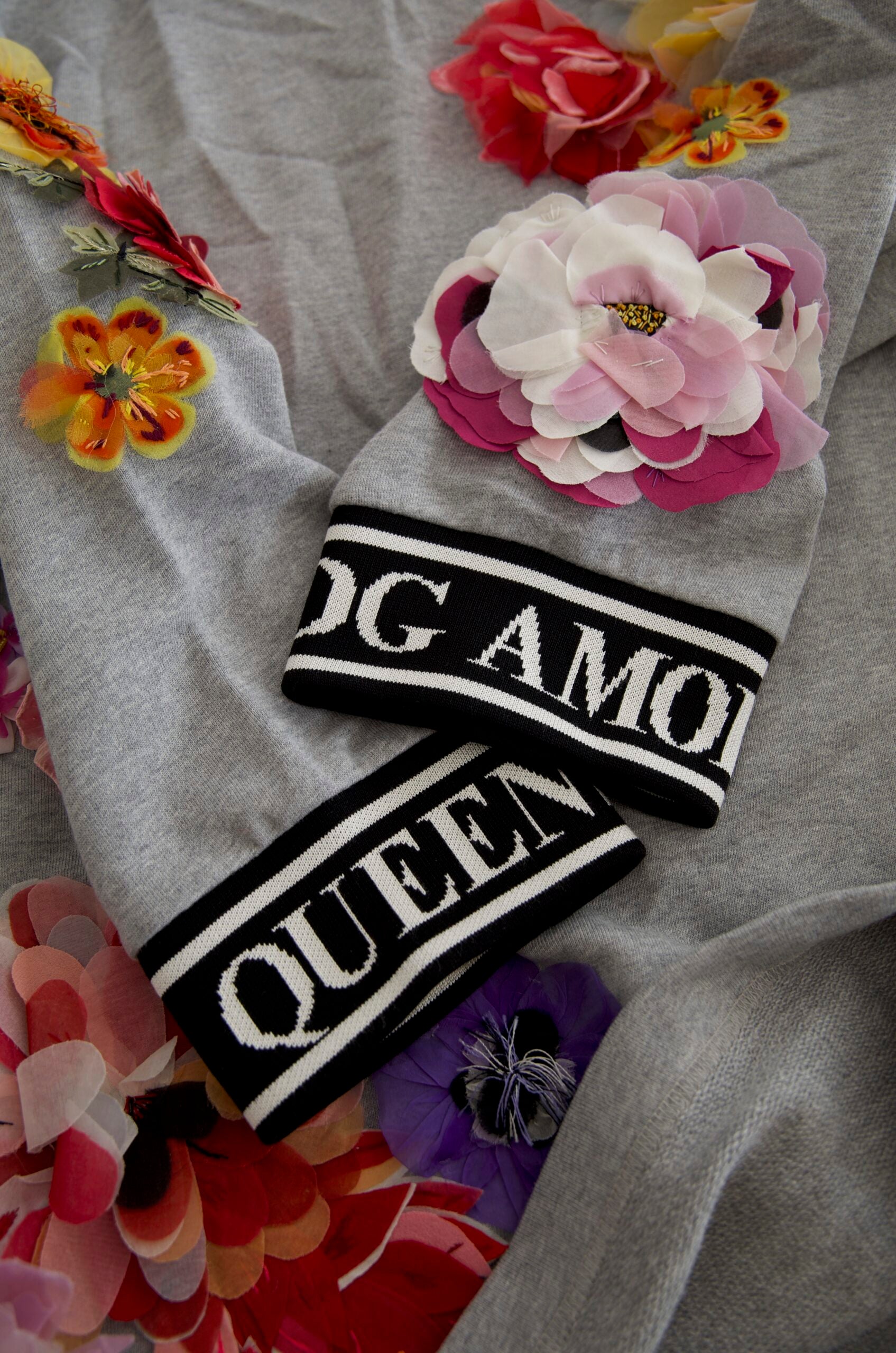 Dolce & Gabbana Gray DG Amore Queen Floral Pullover Sweater | Regal Royce