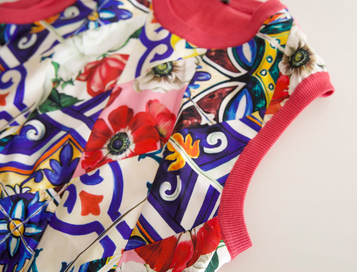 Dolce & Gabbana Multicolor Majolica Floral Crew Neck Tank Top | Regal Royce