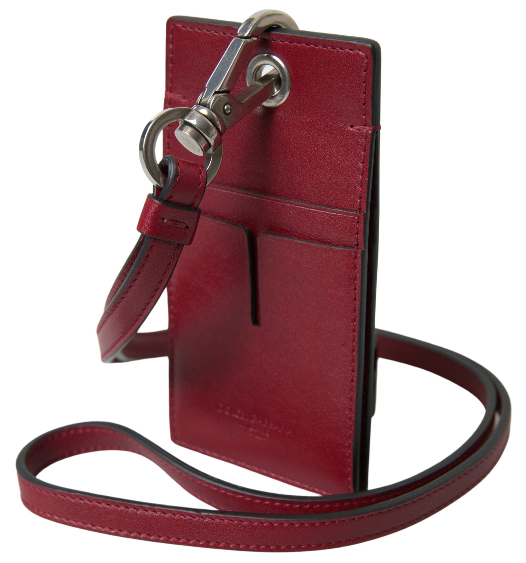 Dolce & Gabbana Red Leather Lanyard Logo Slim Card Holder Men Wallet | Regal Royce