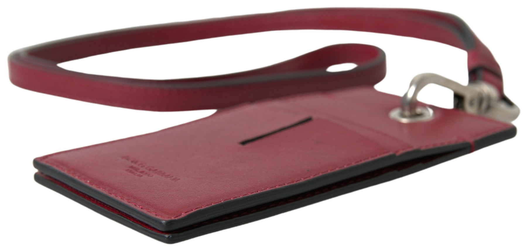 Dolce & Gabbana Red Leather Lanyard Logo Slim Card Holder Men Wallet | Regal Royce