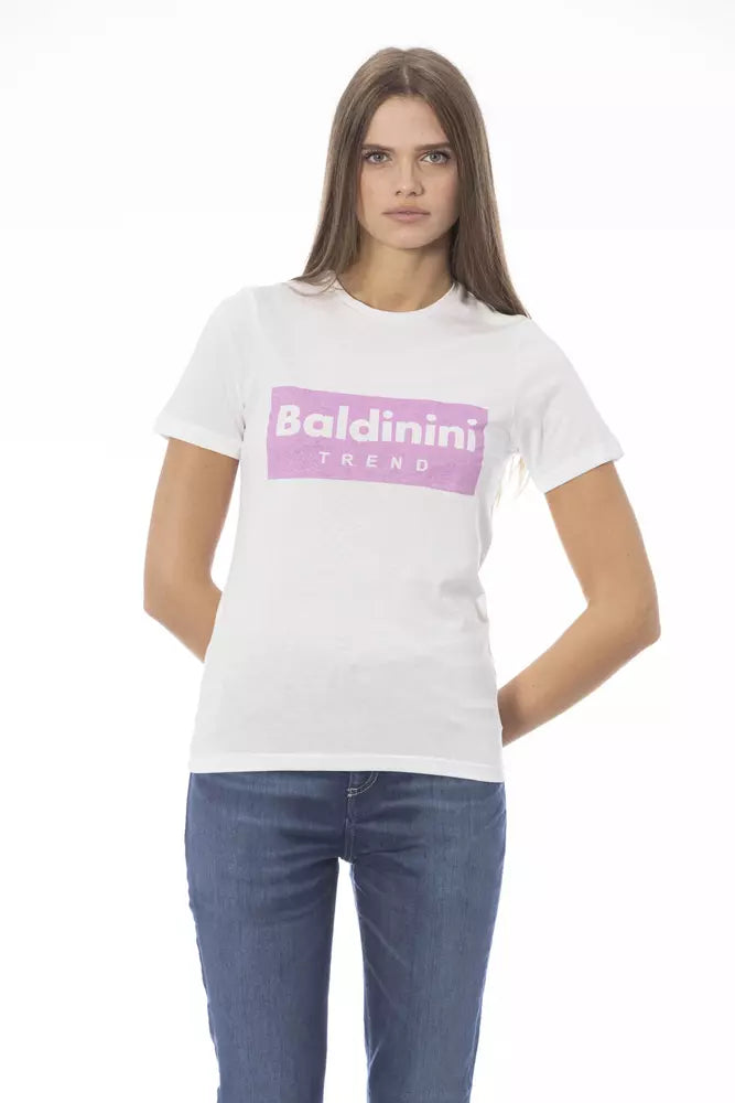 Baldinini Trend White Cotton T-Shirt | Regal Royce