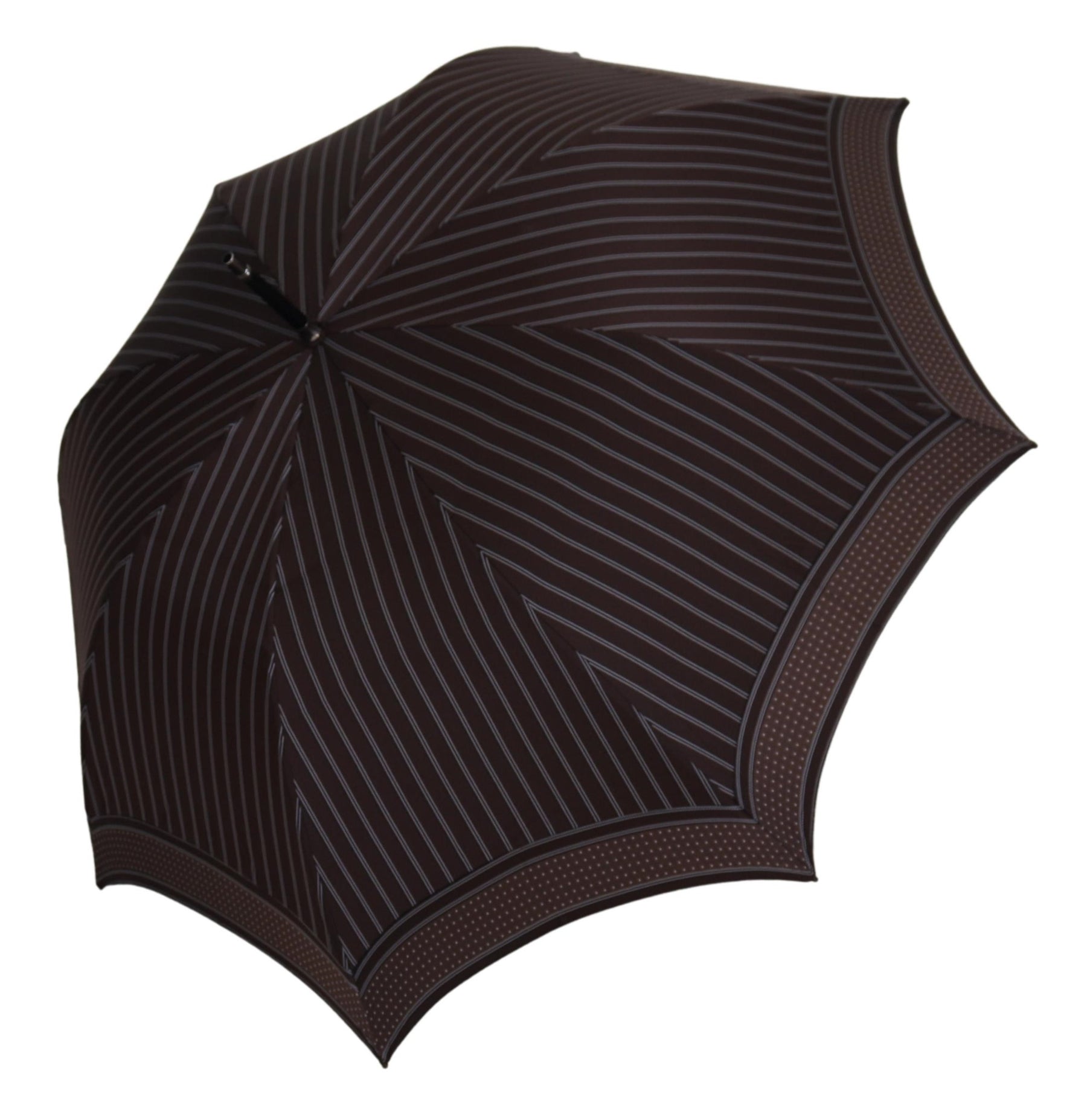 Dolce & Gabbana Brown Striped Leather Handle Collapsible Sartoria Umbrella | Regal Royce