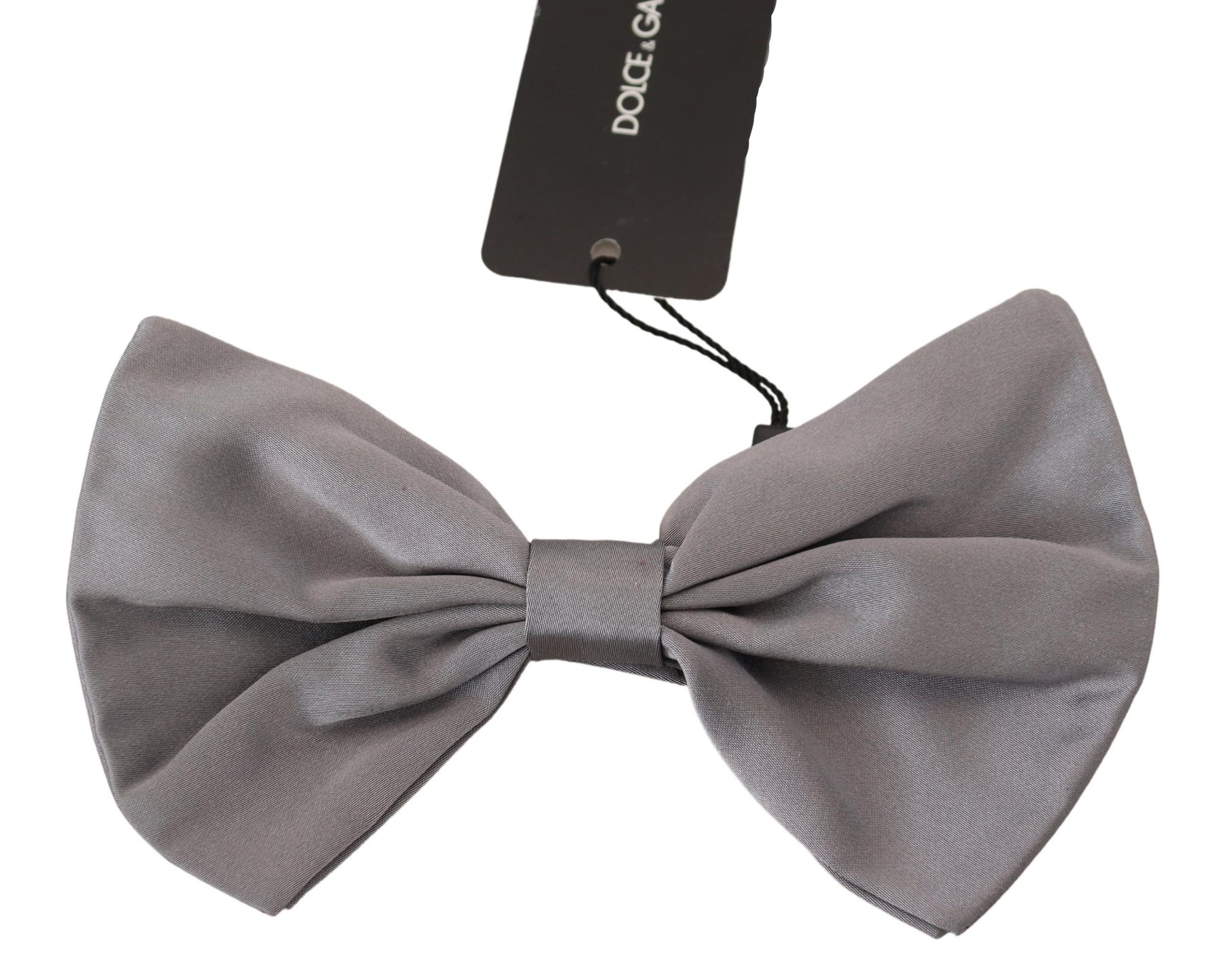 Dolce & Gabbana Bow Tie Men Silver Gray Silk Adjustable Neck Papillon | Regal Royce
