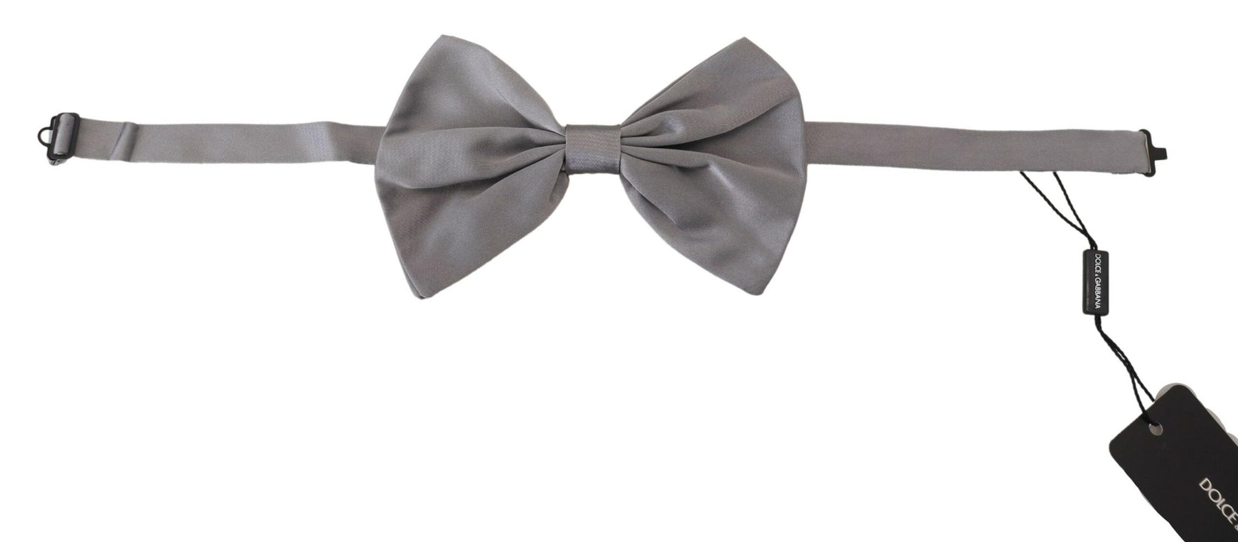 Dolce & Gabbana Bow Tie Men Silver Gray Silk Adjustable Neck Papillon | Regal Royce