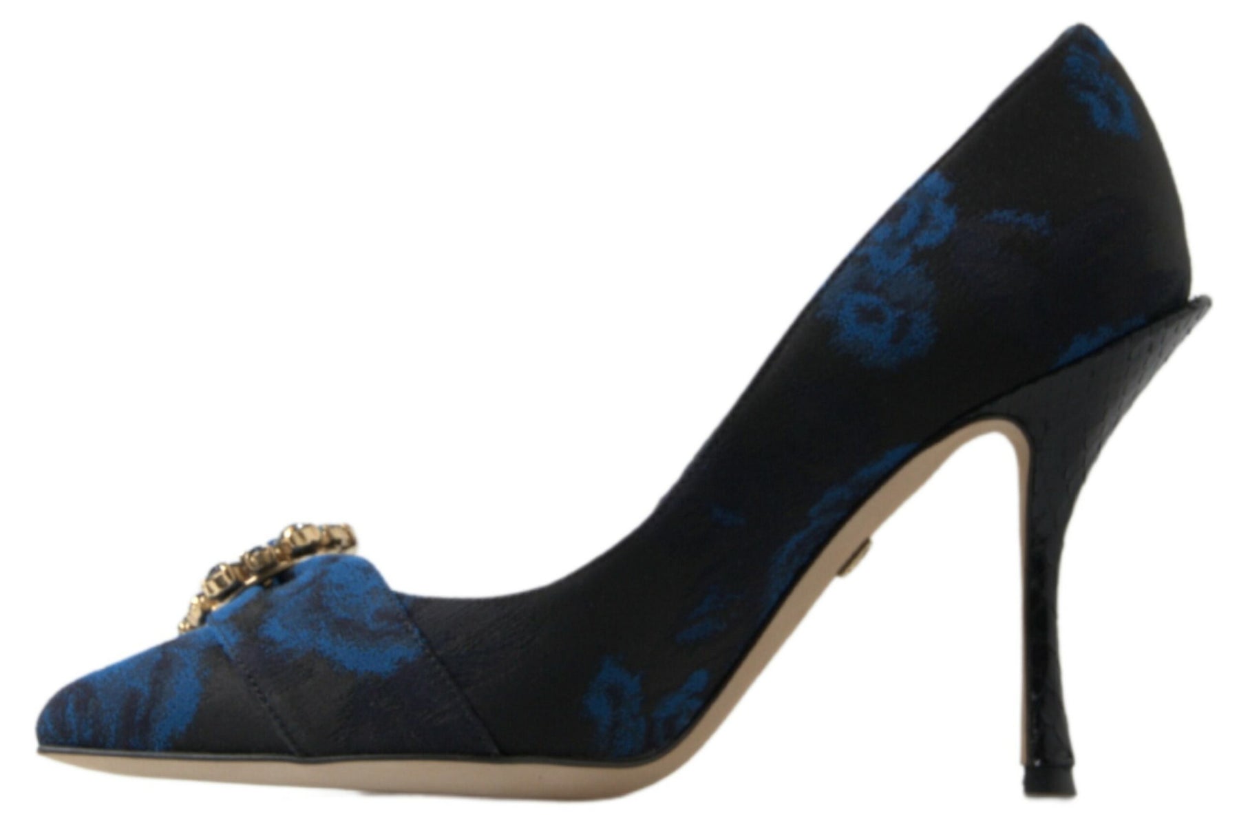 Dolce & Gabbana Blue Floral Ayers Crystal Pumps Shoes | Regal Royce