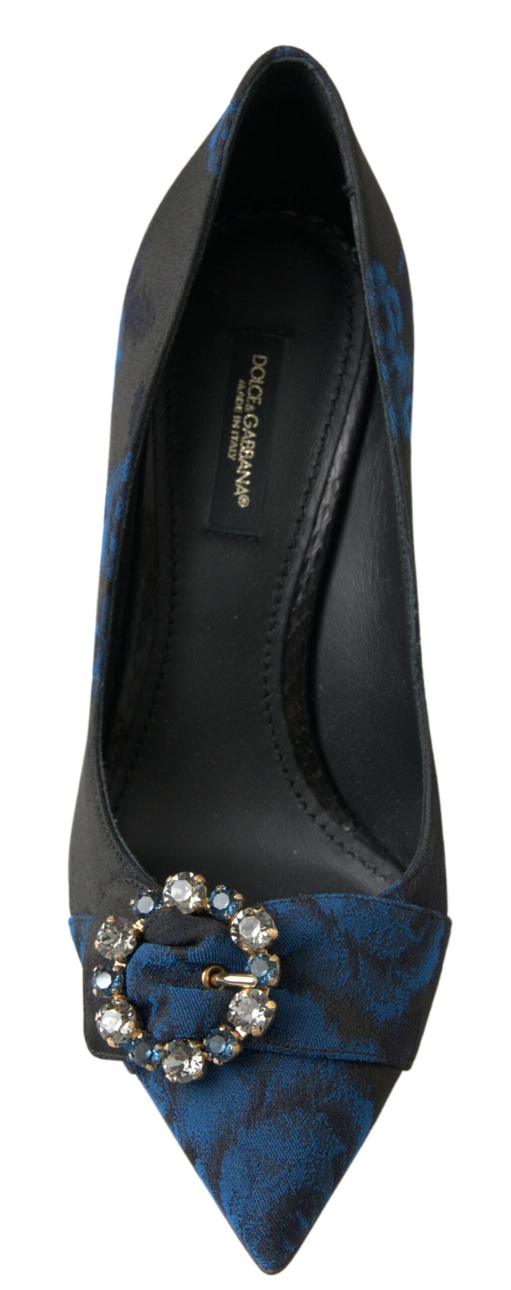 Dolce & Gabbana Blue Floral Ayers Crystal Pumps Shoes | Regal Royce