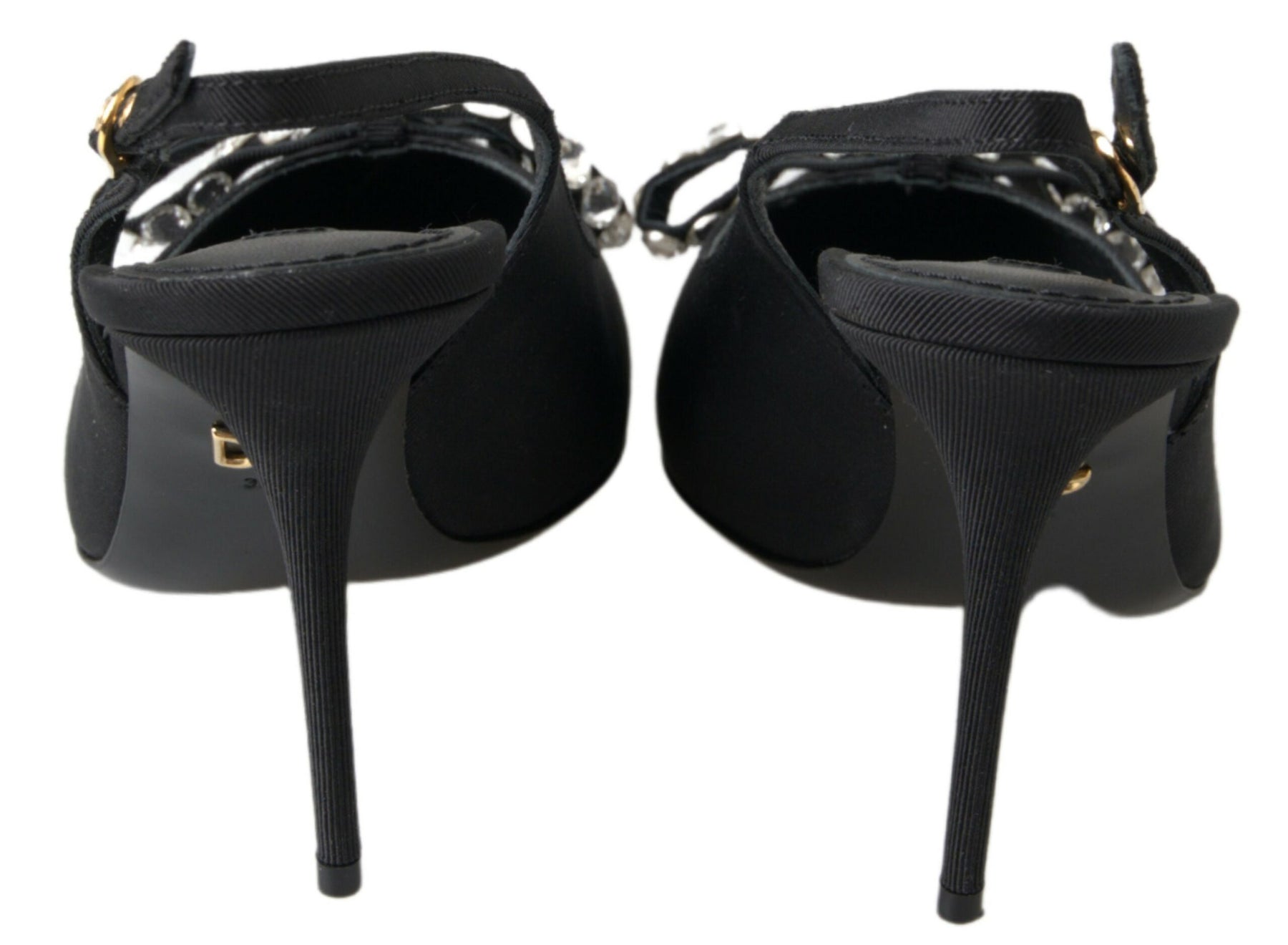 Dolce & Gabbana Black Crystal Embellished Slingback Heel Shoes | Regal Royce