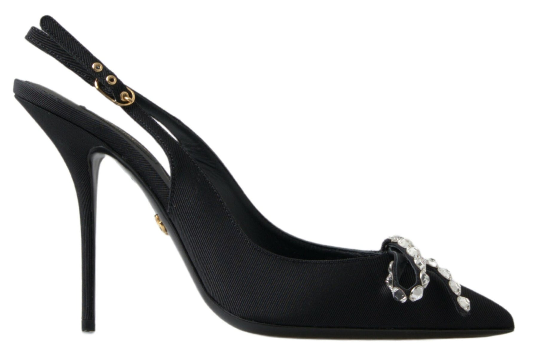 Dolce & Gabbana Black Crystal Embellished Slingback Heel Shoes | Regal Royce