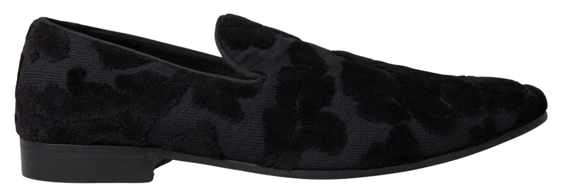 Dolce & Gabbana Black Brocade Loafers Formal Shoes | Regal Royce