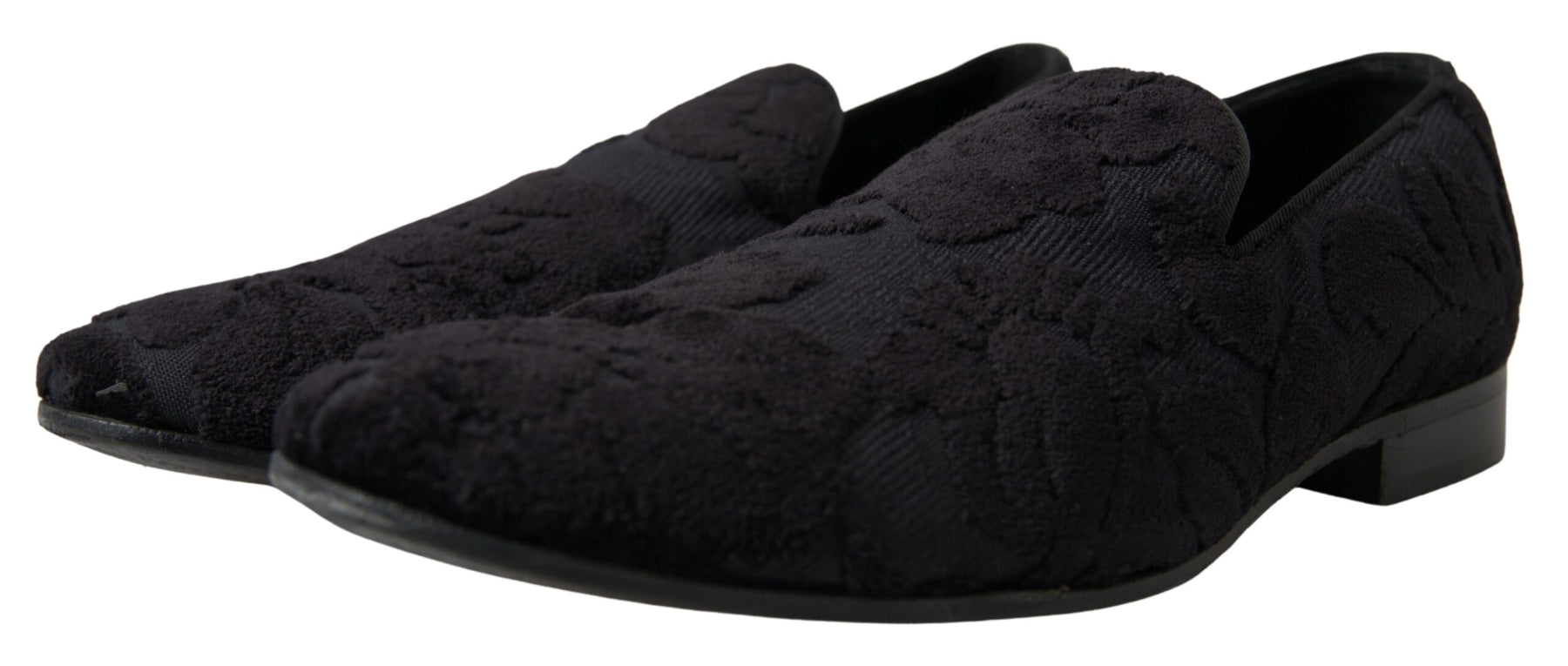 Dolce & Gabbana Black Brocade Loafers Formal Shoes | Regal Royce
