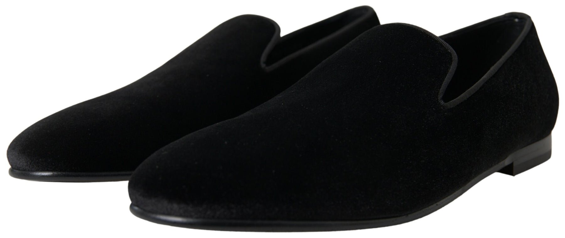 Dolce & Gabbana Black Velvet Loafers Formal Shoes | Regal Royce