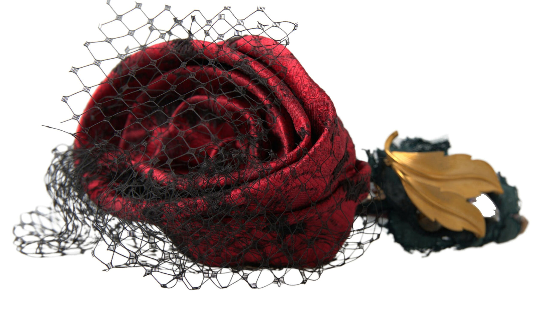 Dolce & Gabbana Red with multicolor Rose Silk Crystal Netted Logo Diadem Headband | Regal Royce