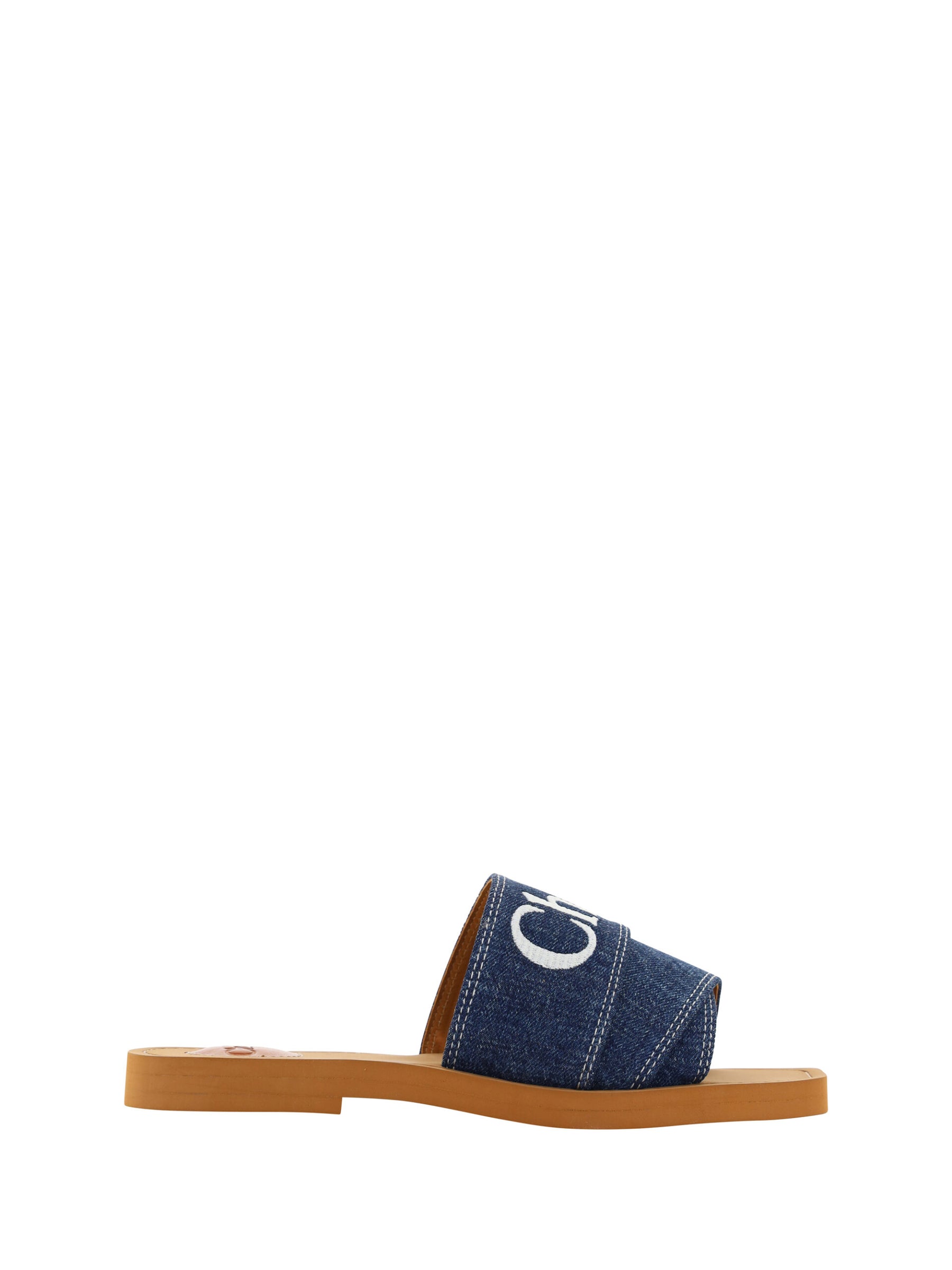 Chloé Denim Blue Cotton Slides Woody Sandals | Regal Royce