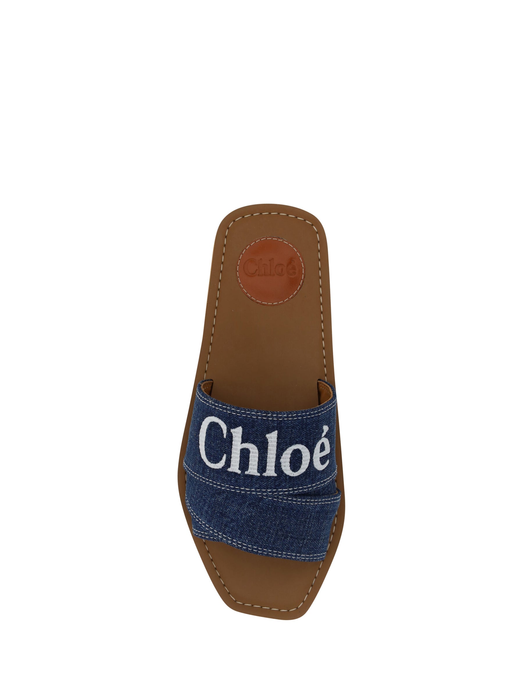 Chloé Denim Blue Cotton Slides Woody Sandals | Regal Royce