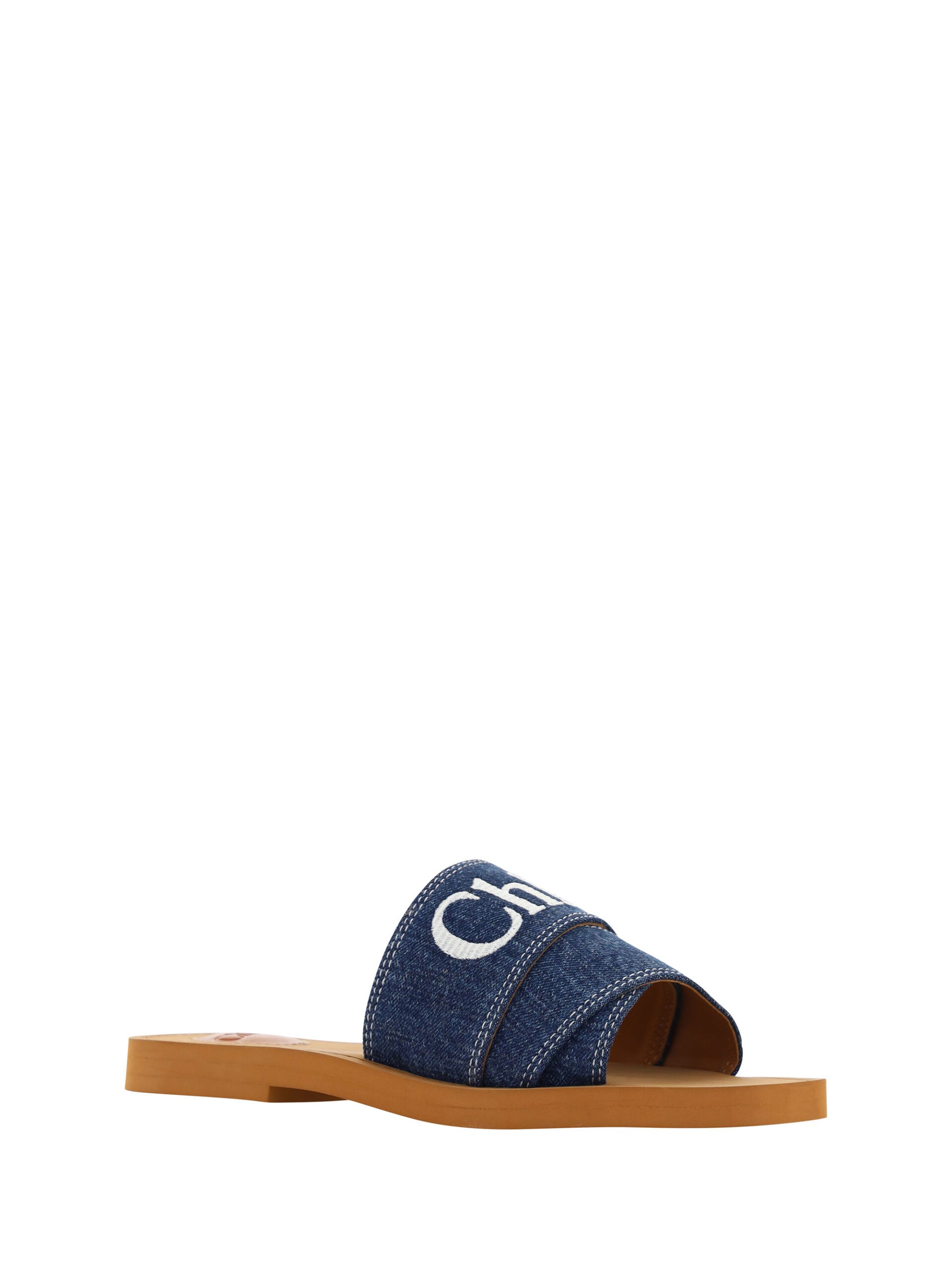 Chloé Denim Blue Cotton Slides Woody Sandals | Regal Royce
