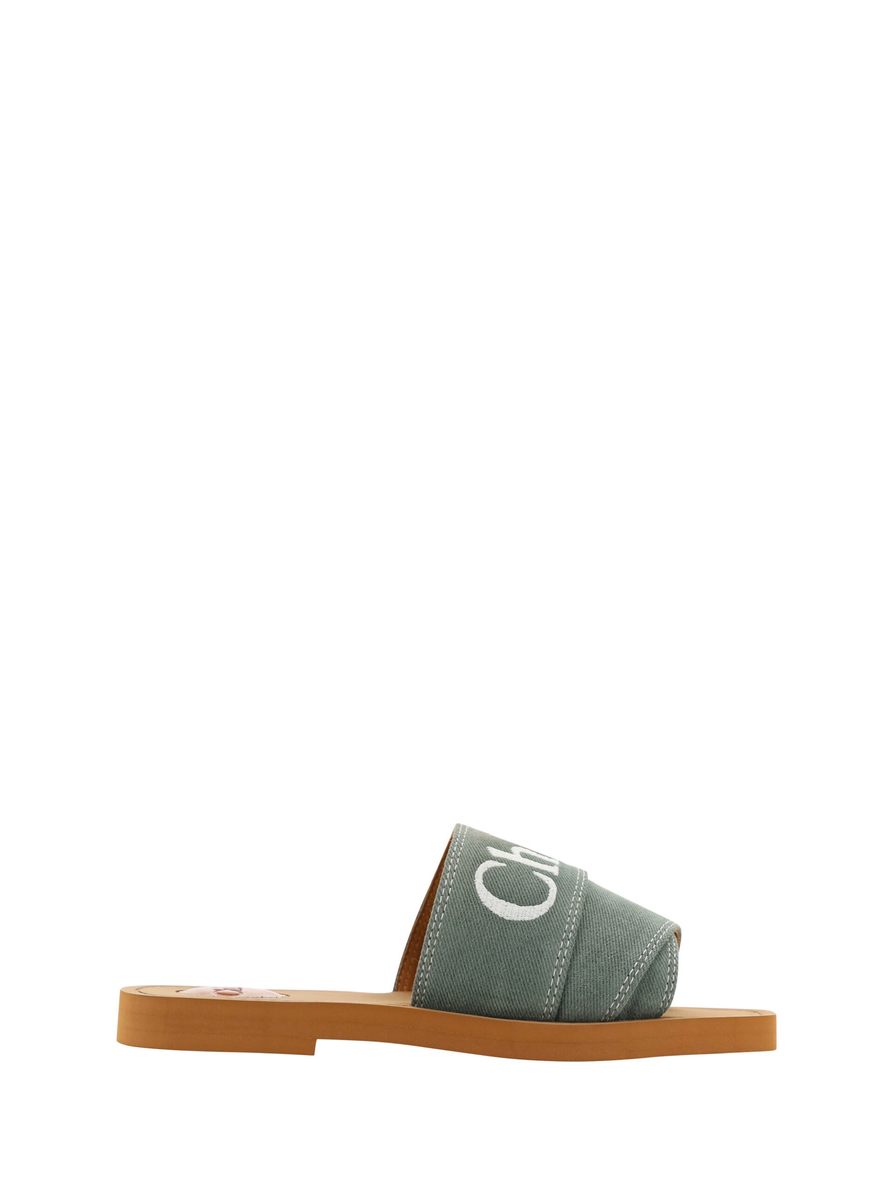 Chloé Forest Green Cotton Slides Woody Sandals | Regal Royce