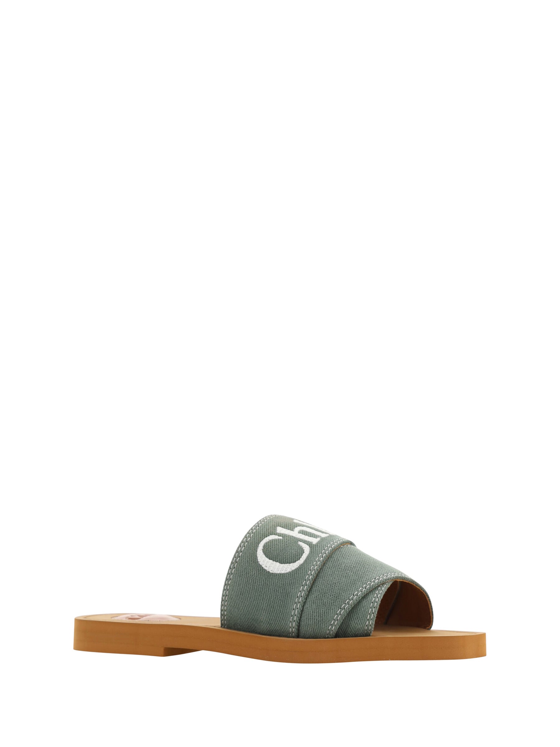 Chloé Forest Green Cotton Slides Woody Sandals | Regal Royce