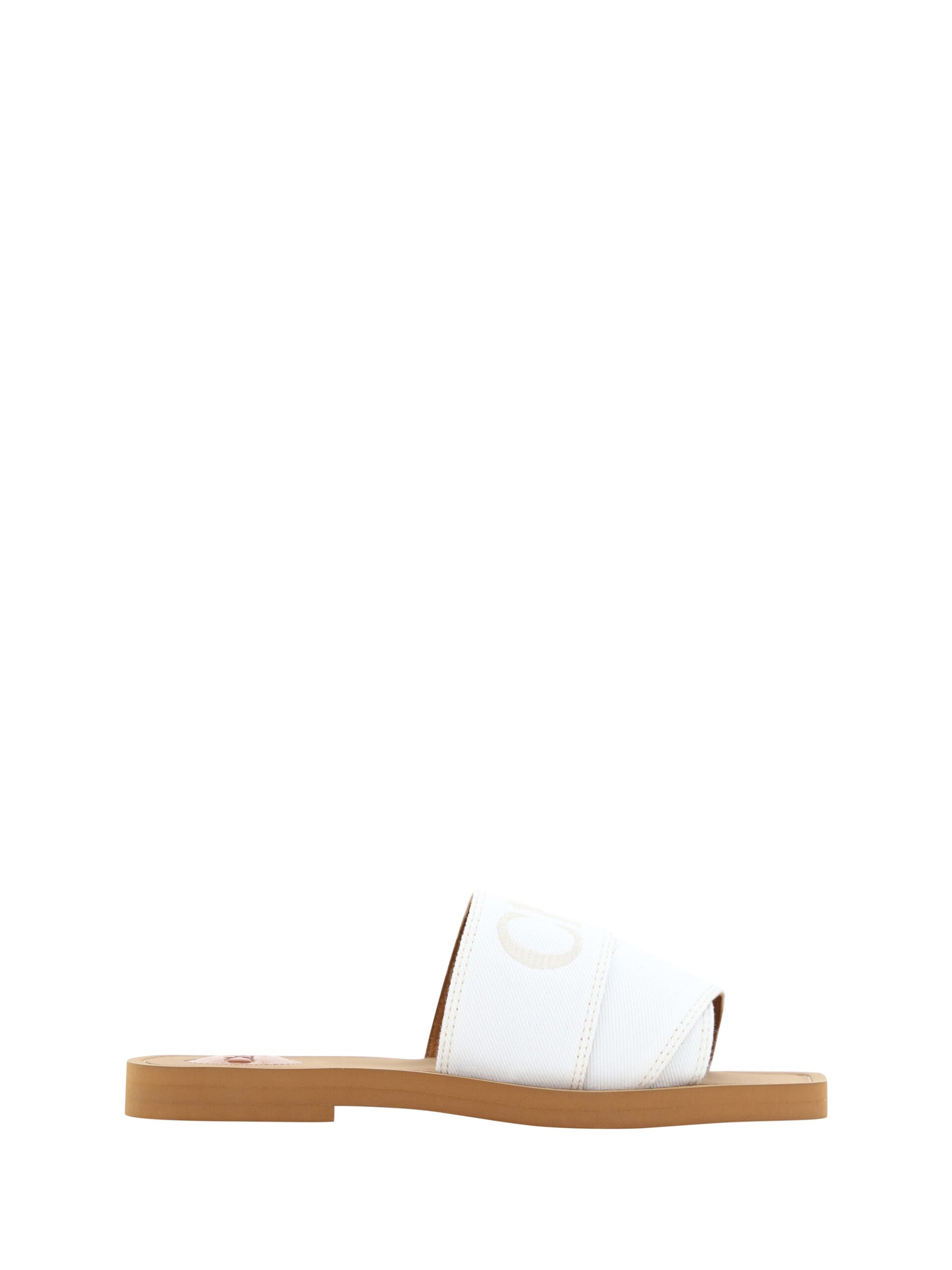 Chloé White Cotton Slides Woody Sandals | Regal Royce