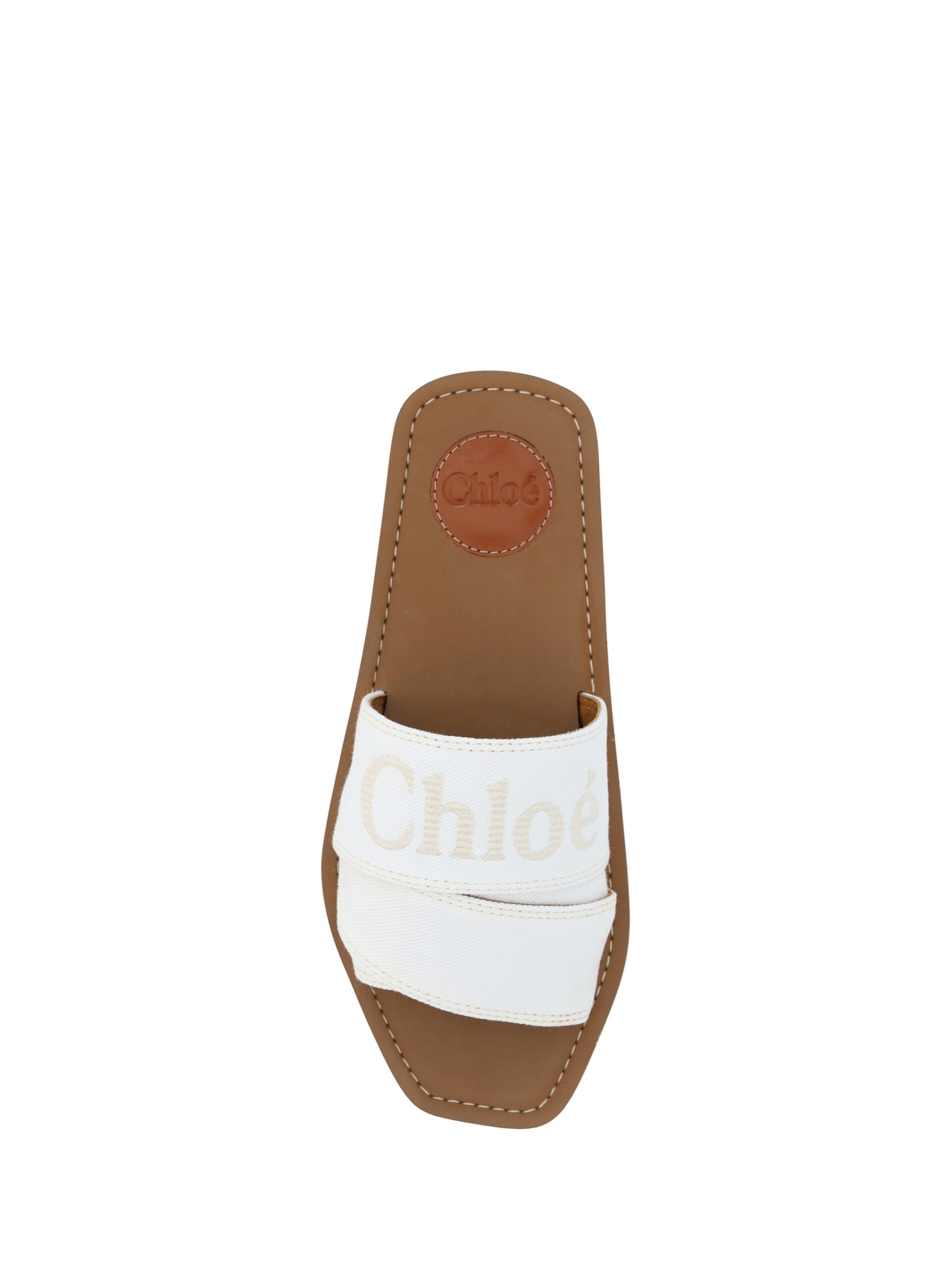 Chloé White Cotton Slides Woody Sandals | Regal Royce