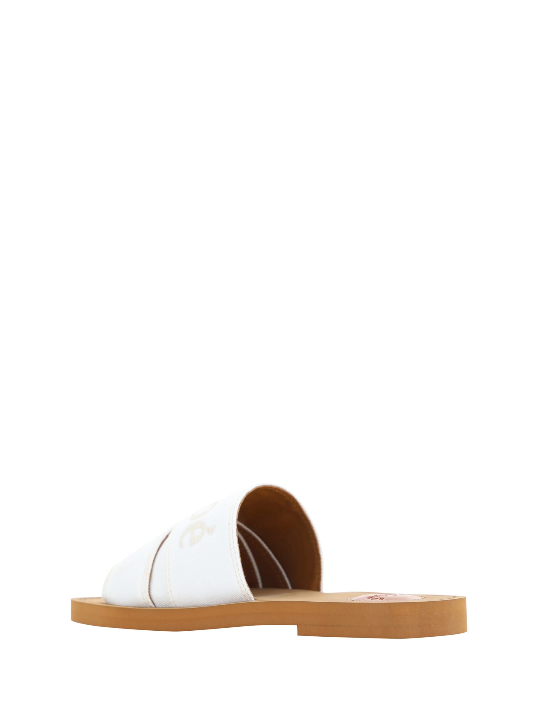 Chloé White Cotton Slides Woody Sandals | Regal Royce