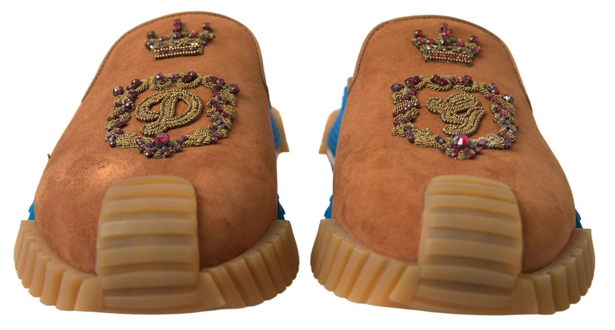 Dolce & Gabbana Brown Suede Crown Logo NS1 Slides Sandals | Regal Royce