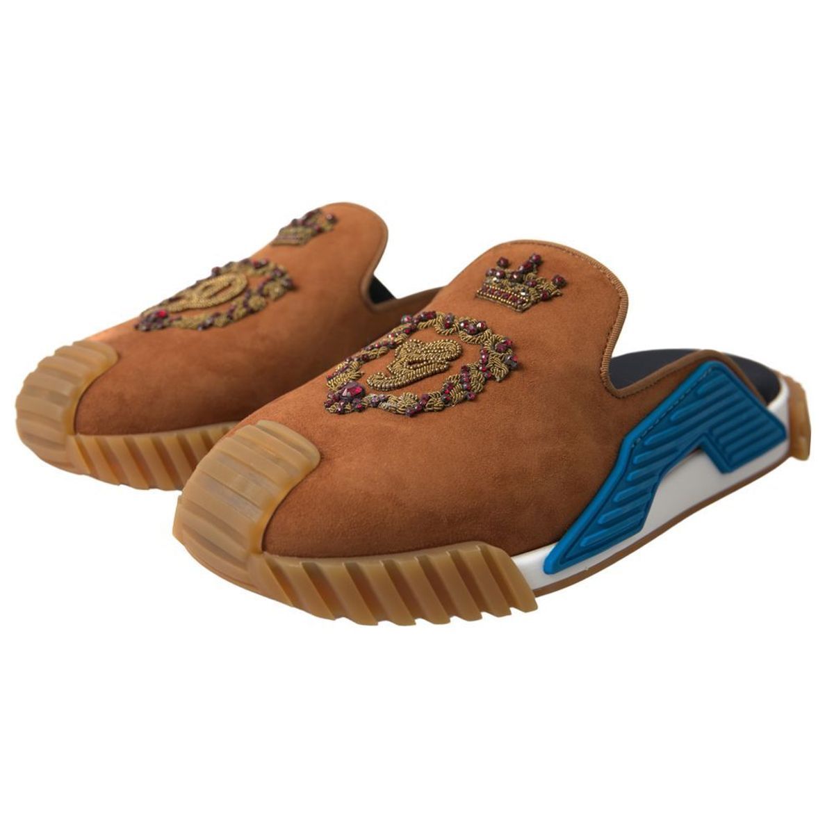 Dolce & Gabbana Brown Suede Crown Logo NS1 Slides Sandals | Regal Royce