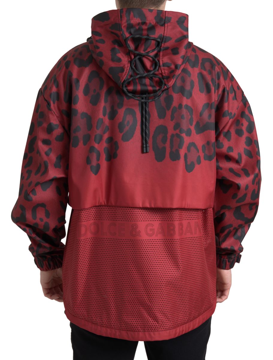 Dolce & Gabbana Red Leopard Hooded Rain Coat Jacket | Regal Royce