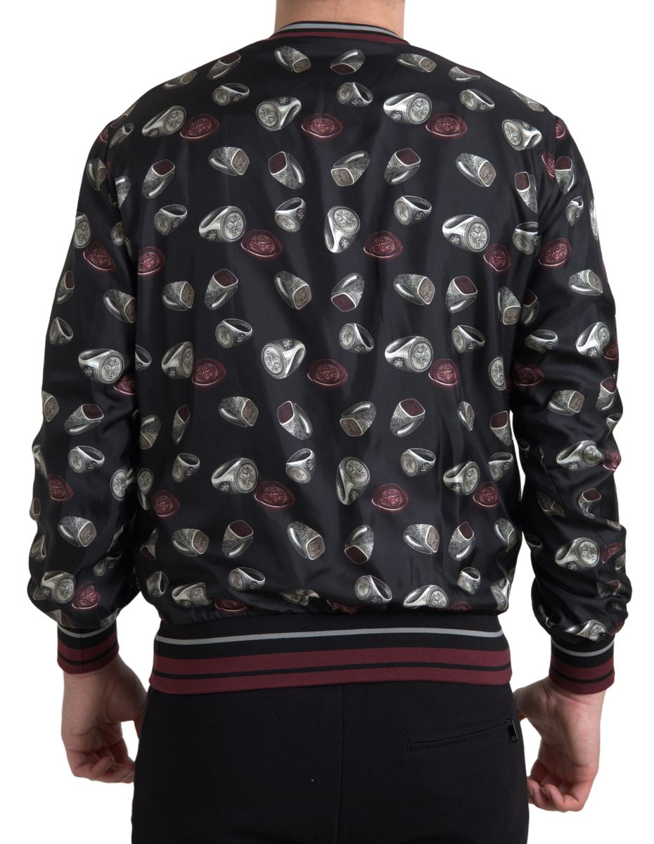 Dolce & Gabbana Black Ring Print Silk Crewneck Sweater | Regal Royce