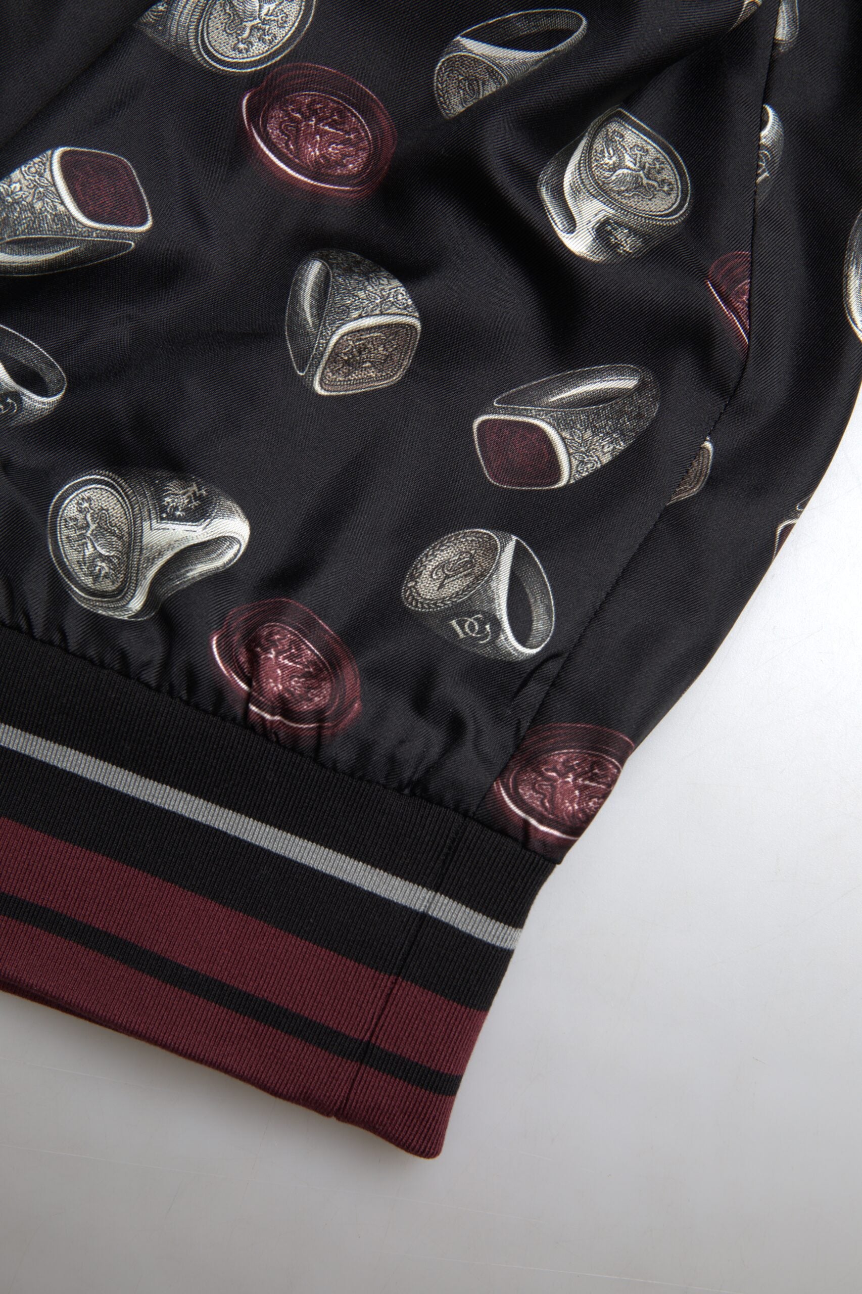 Dolce & Gabbana Black Ring Print Silk Crewneck Sweater | Regal Royce